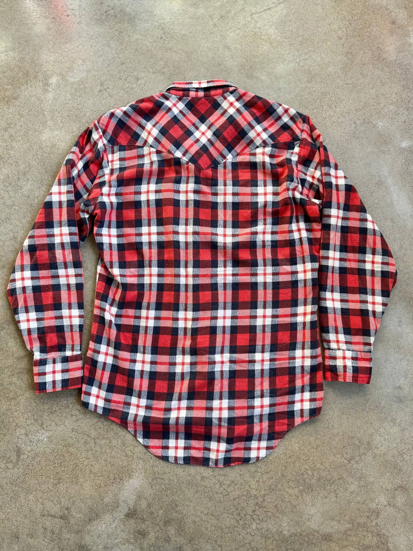 Vintage 1980s Buffalo Bill Red Plaid Western Flannel Shirt | Large
