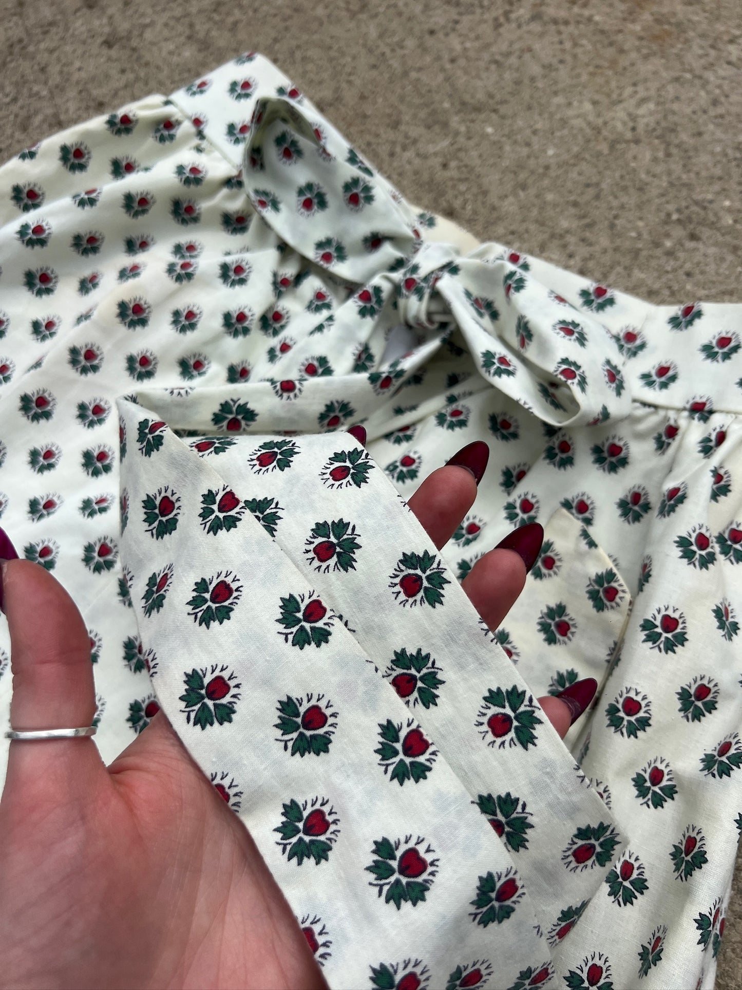 Vintage 1980s Soleiado Charles Deméry Floral Quilted Cotton Maxi Skirt | S/M