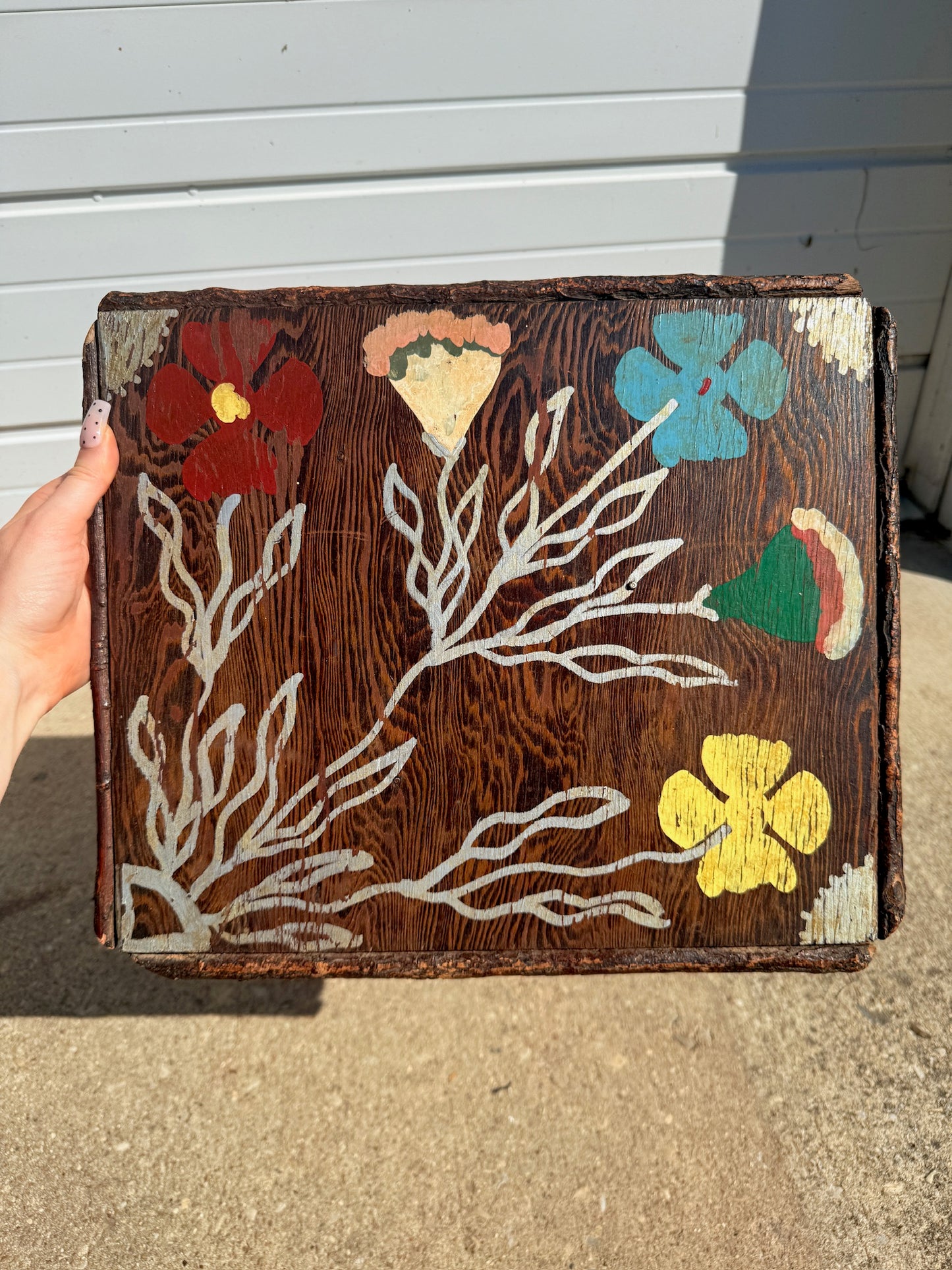 Antique Hand-Painted Adirondack Willow Twig Side Table