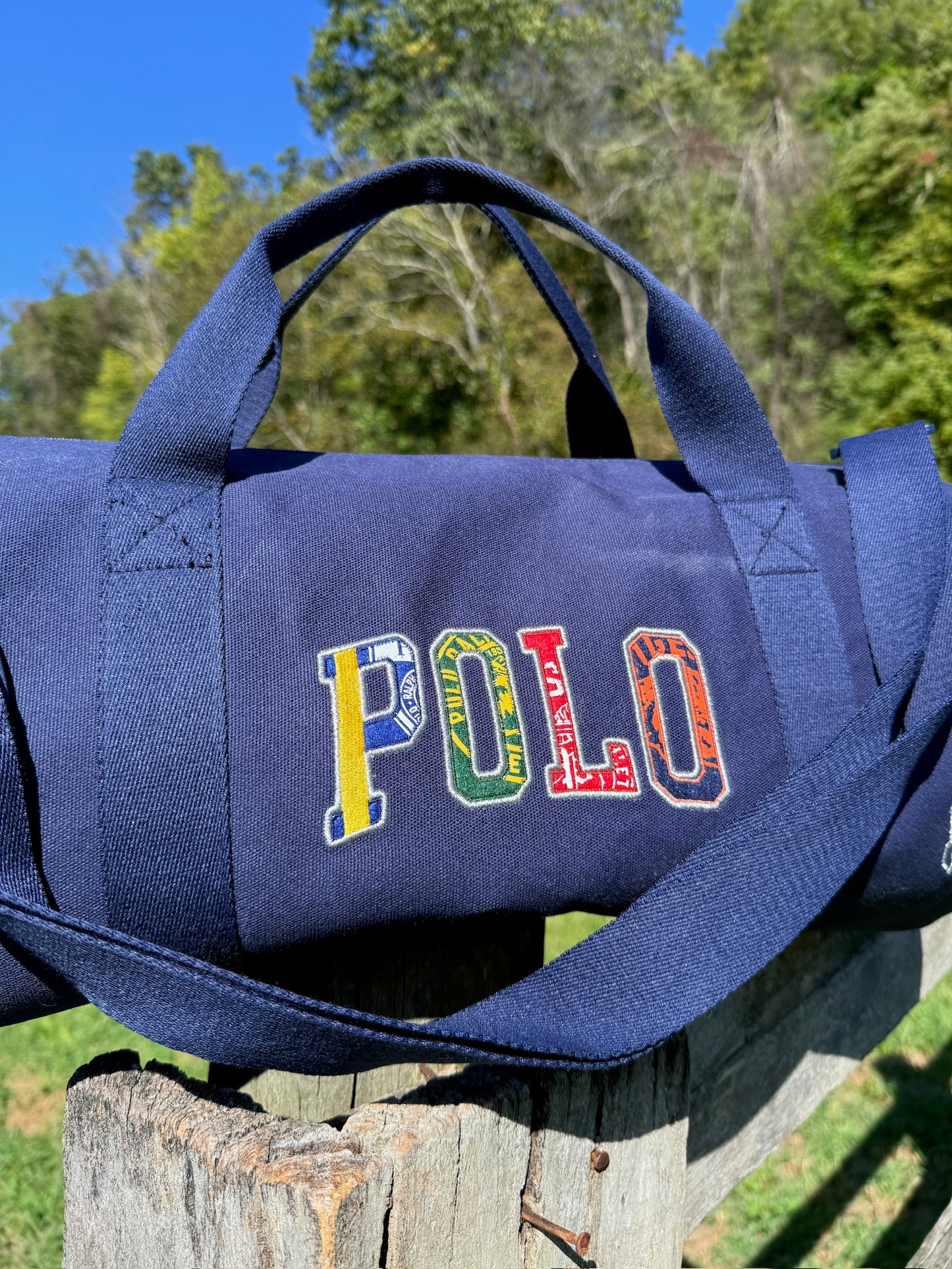 Polo Ralph Lauren Navy Blue Embroidered Duffle Bag