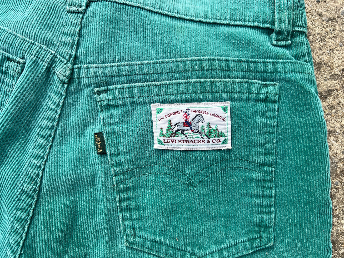Vintage Rare Levi's "Cowgirl’s Favorite Garment" Green Corduroy Pants | Waist 27”
