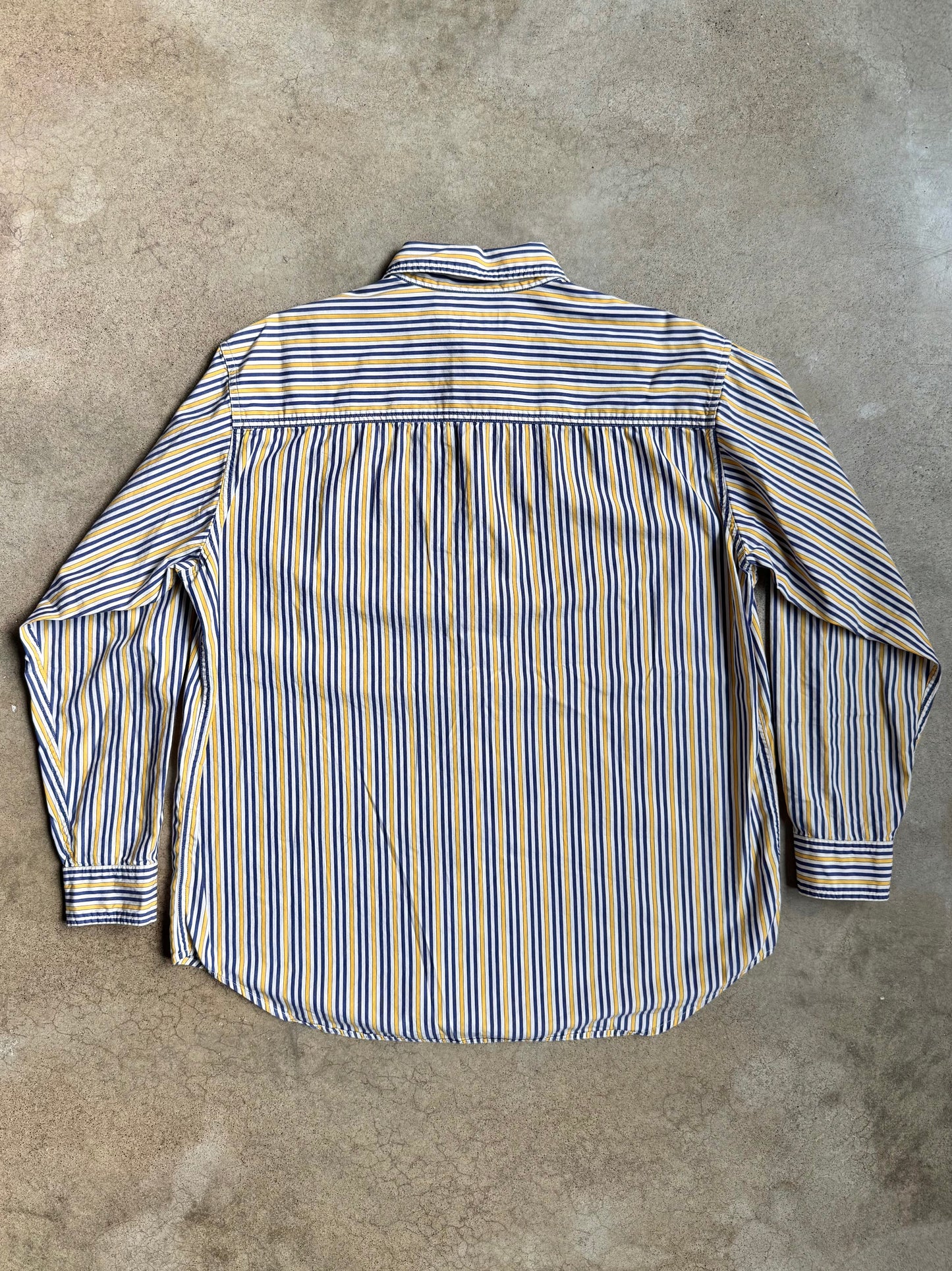 2000s Polo Jeans Co. Blue & Yellow Striped Button-Up Shirt | XL