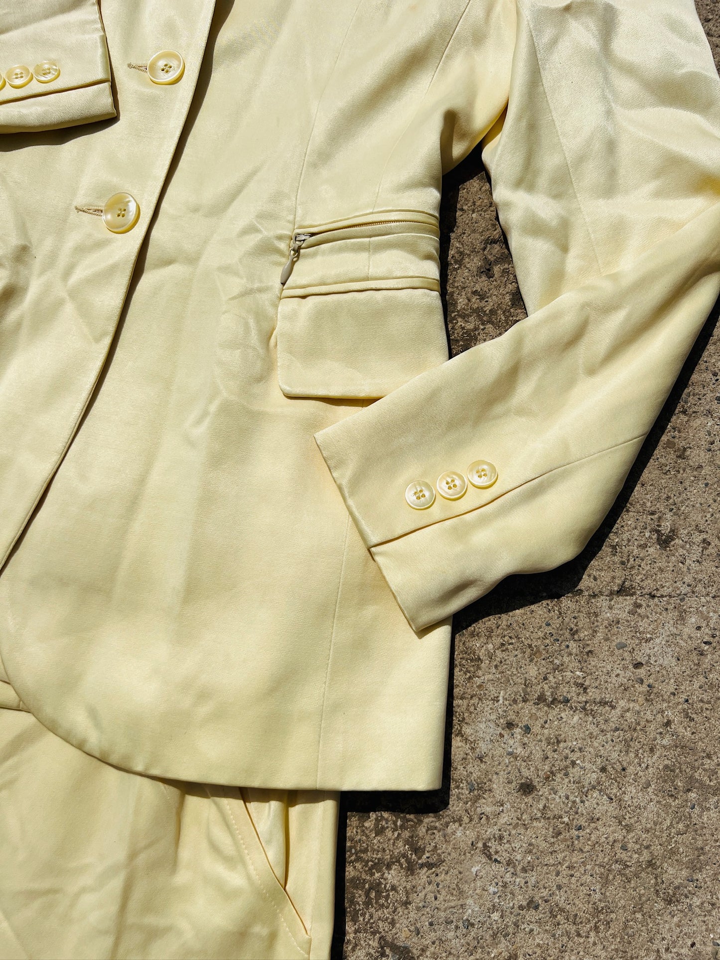 Vintage 1980s Barami Couture Yellow Two Piece Suit | XS/S