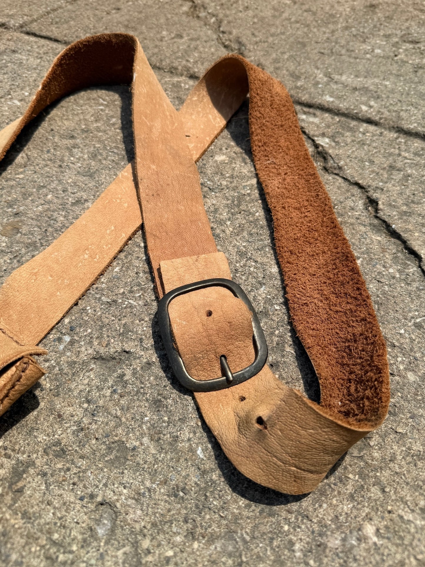 Vintage 1960s Handmade Deerskin Suede Leather Crossbody Bag
