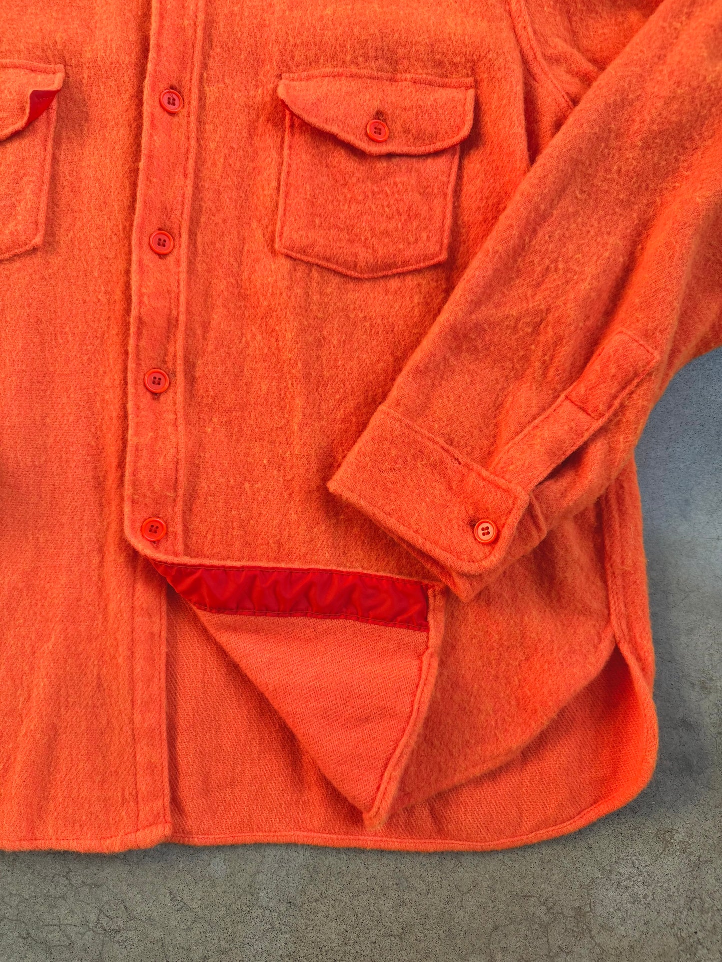 Vintage 1980s Woolrich Orange Wool Utility Overshirt | XL