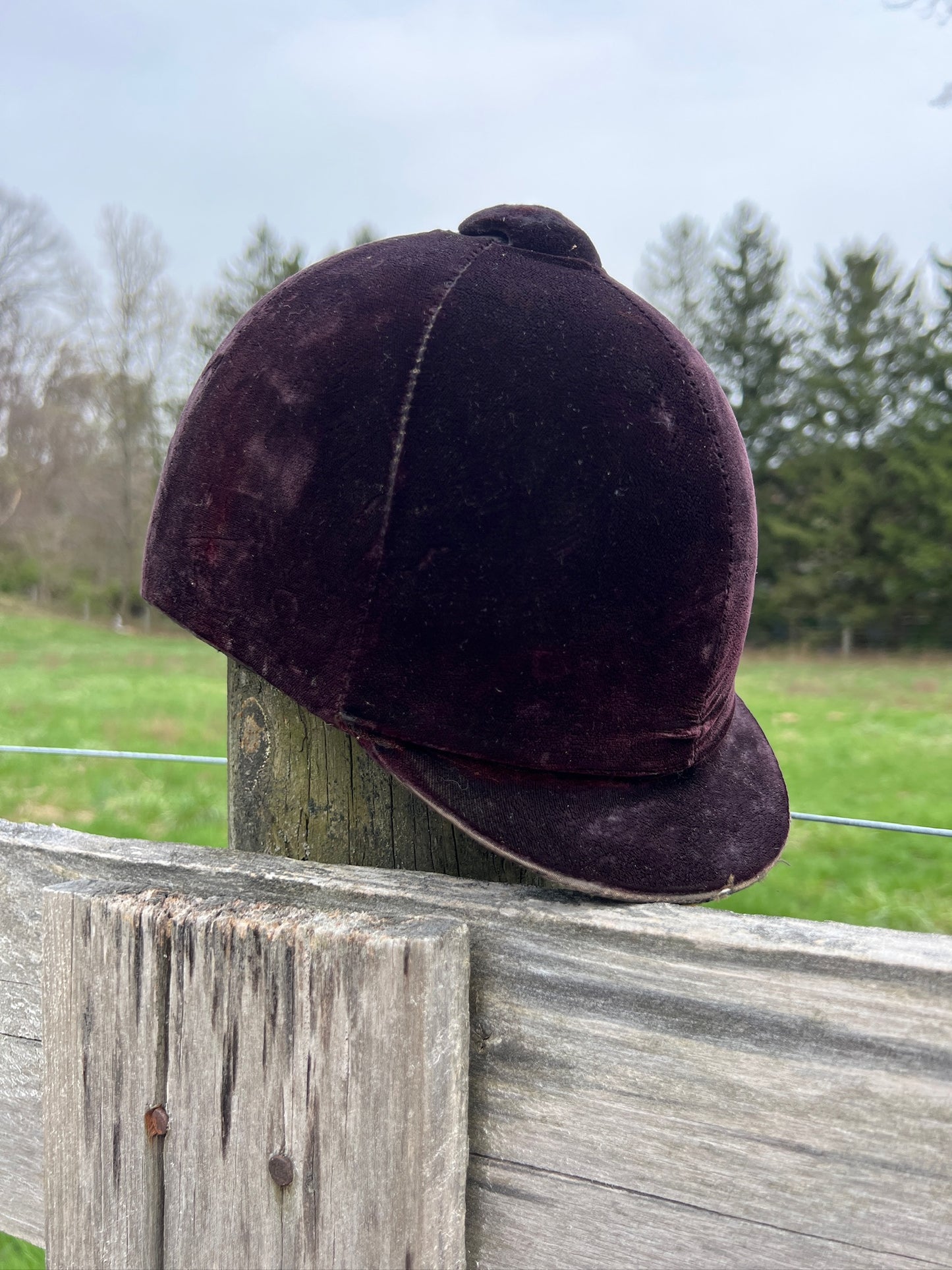 Vintage 1980s Velvet Equestrian Horse Riding Helmet