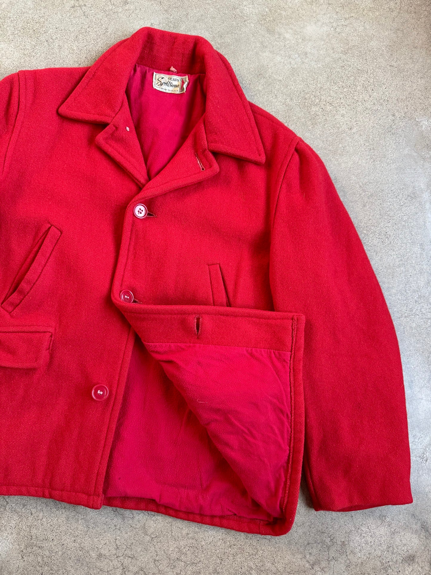 Vintage 1960s Sears Sportswear Red Wool Hunting Jacket | Large