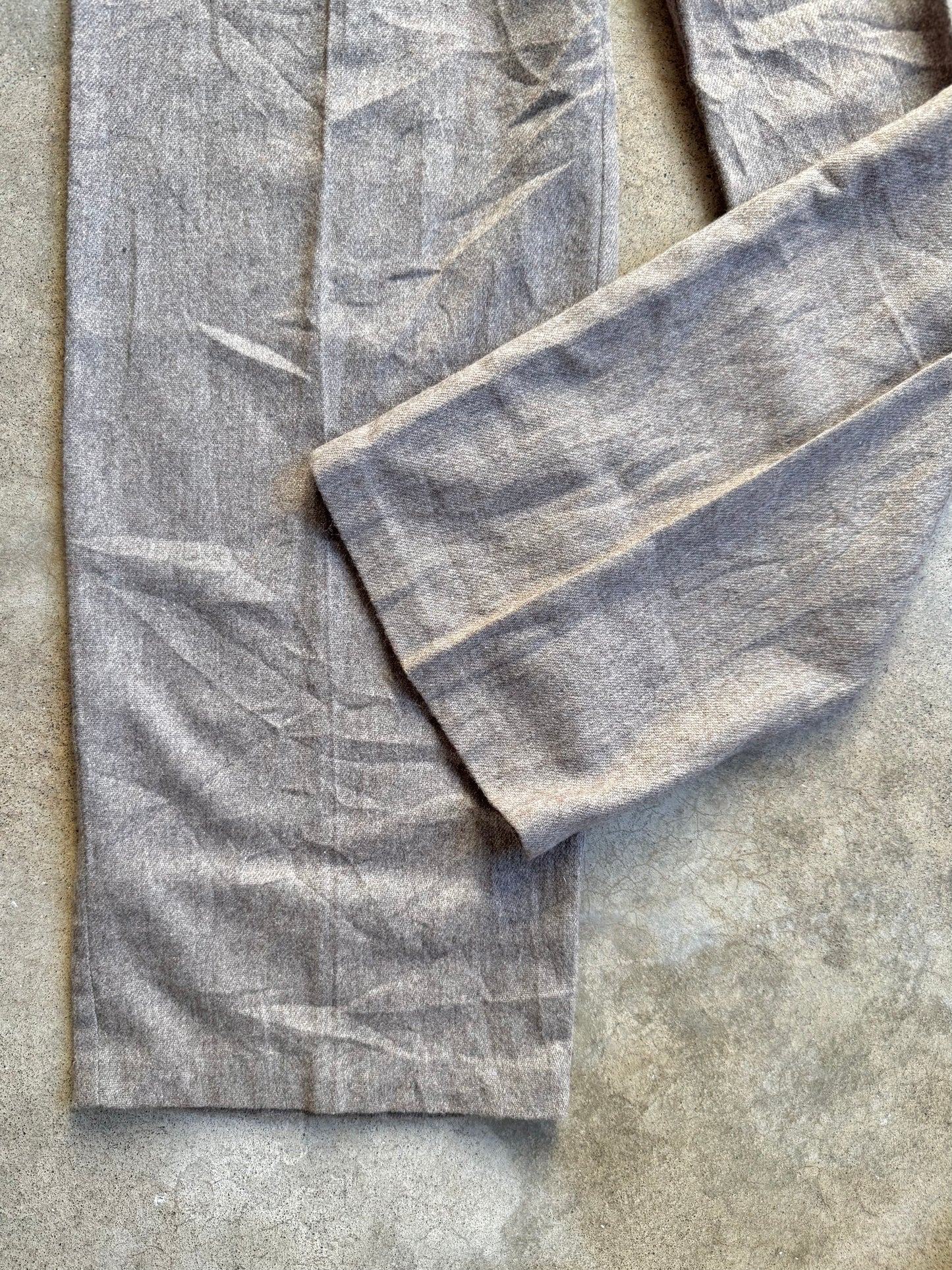 Vintage 1970s Smart Parts Taupe Wool-Blend Pleated Trousers | Waist 27”