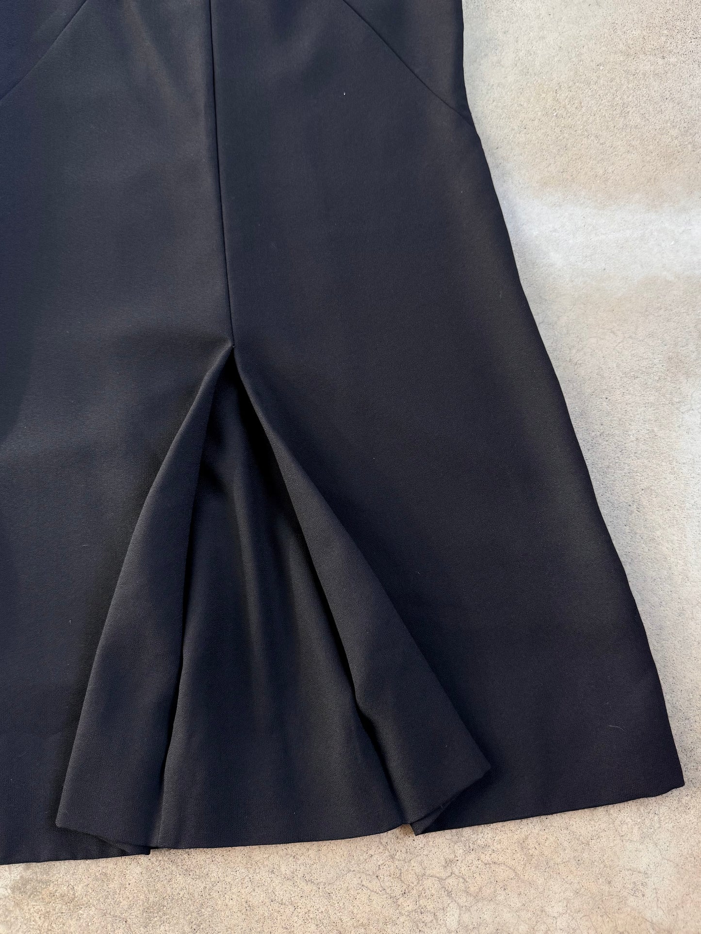 Vintage 1960s Sears Mod Black High-Neck Pleated Shift Dress | S/M