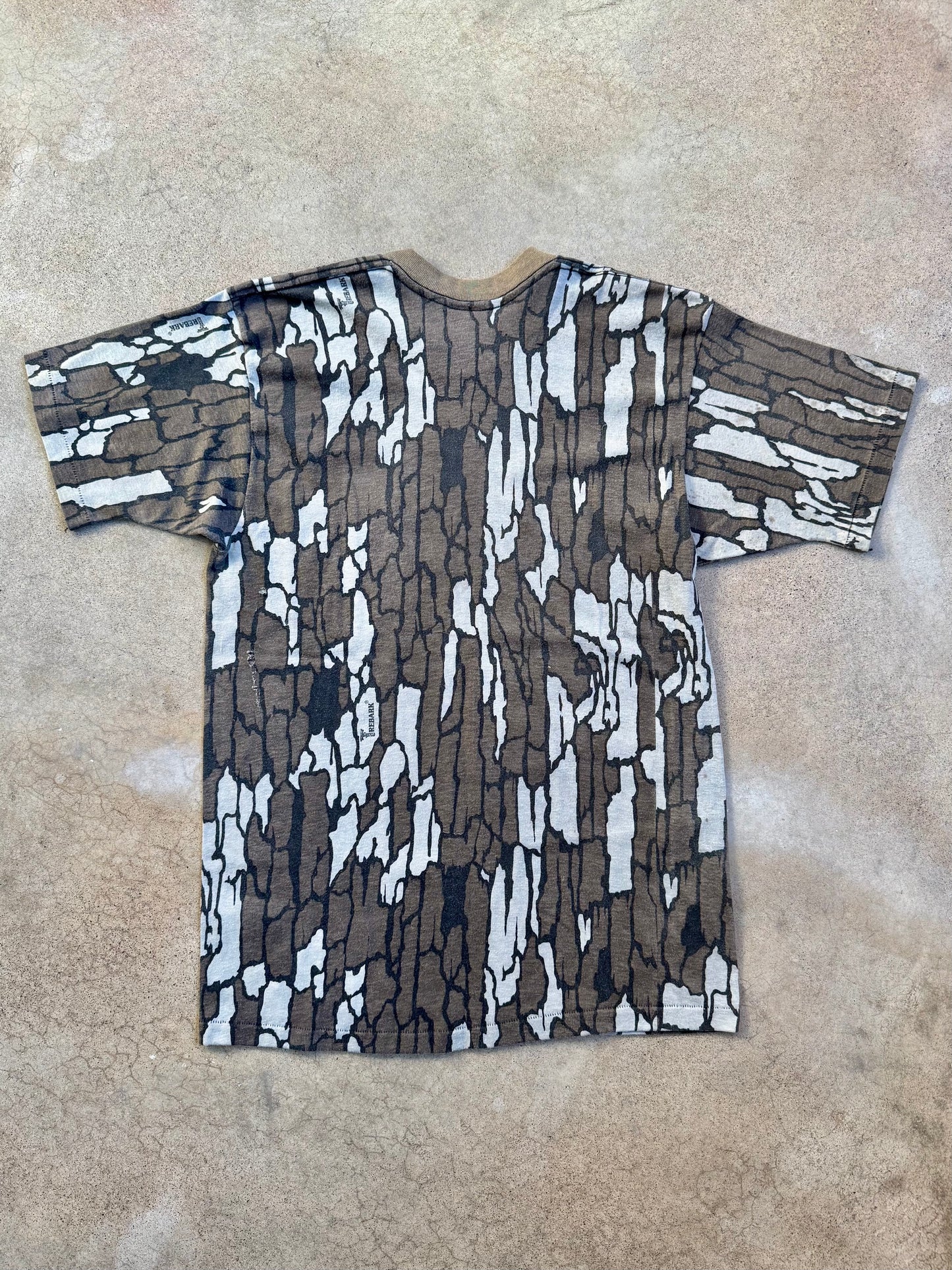 Vintage 1980s Trebark Camouflage Distressed Pocket Tee | Medium