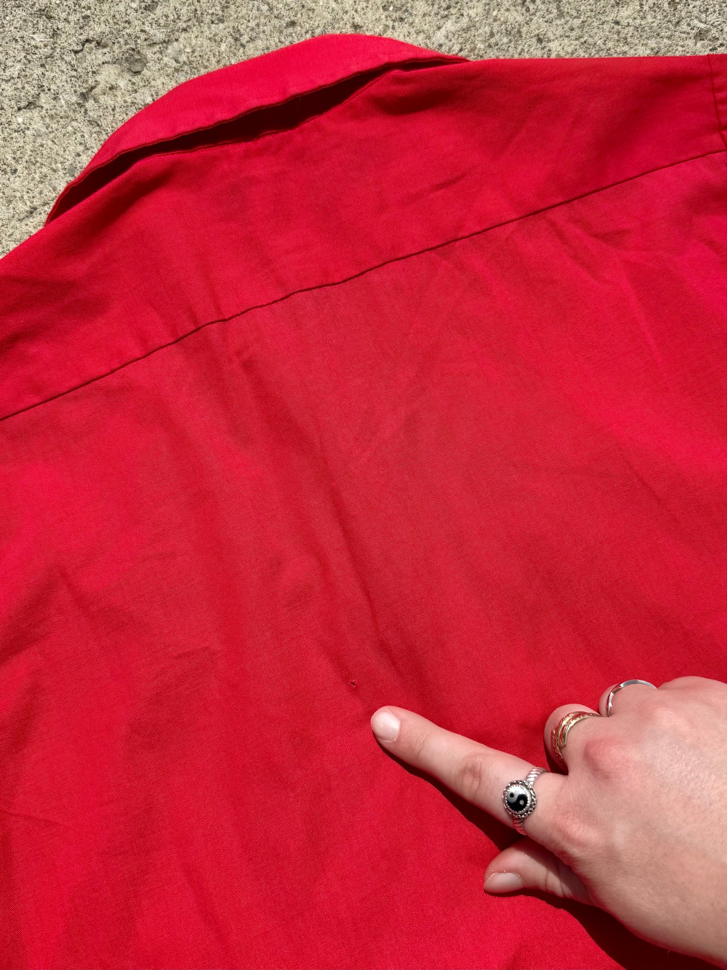 Vintage 1970s Sears Red Quarter Zip Collared Shirt | XS