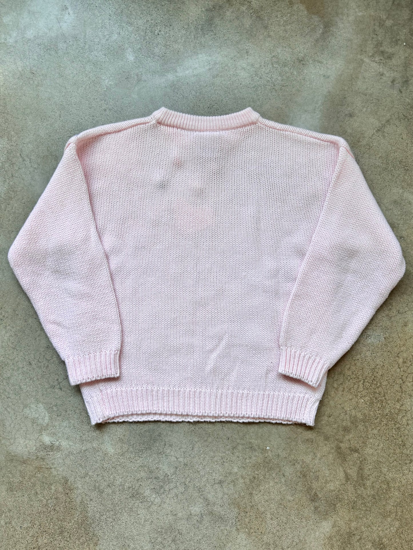 Vintage 1980s Extra Touch Pink Multi Embroidered Patch Sweater | XL