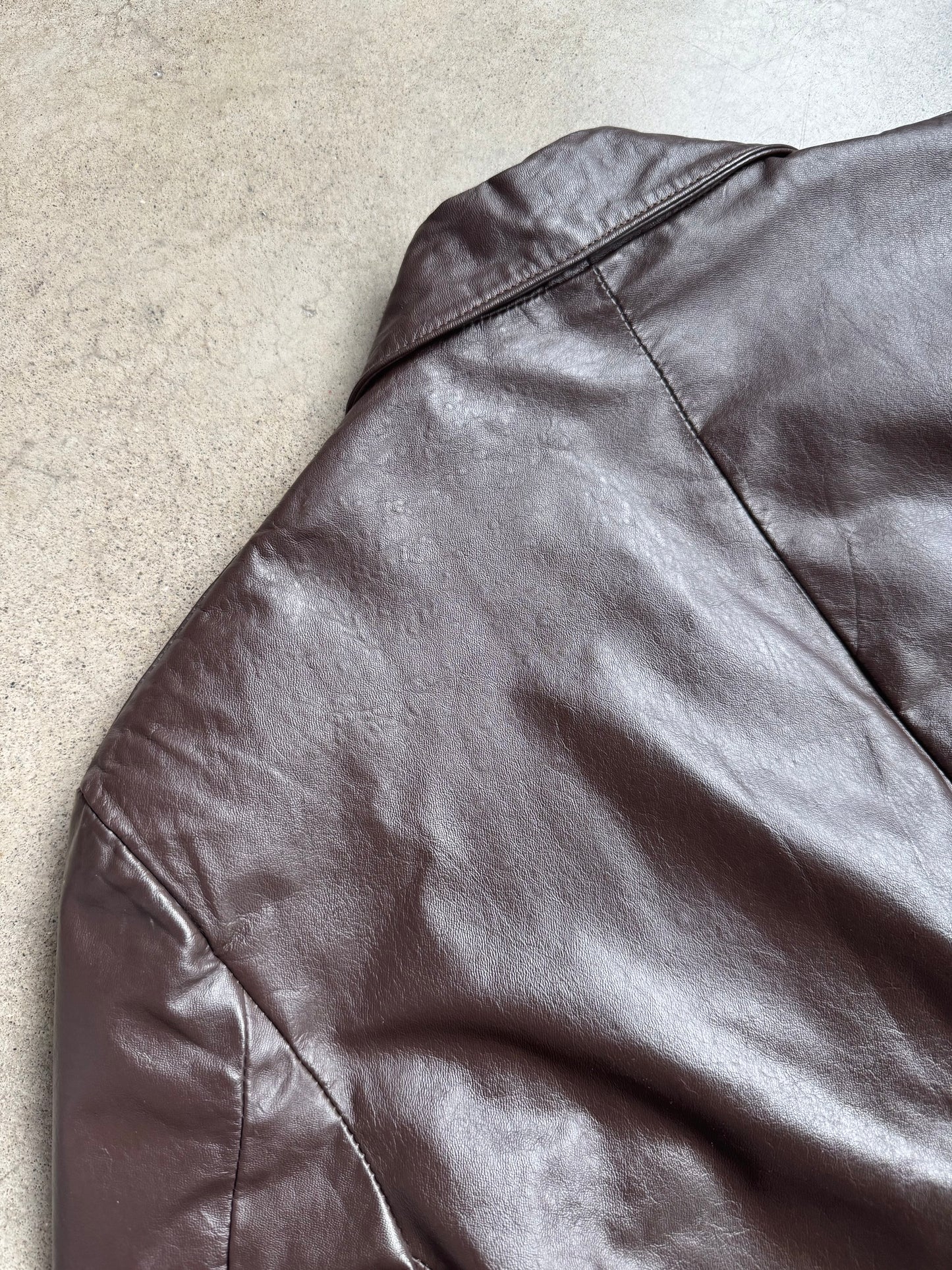 Vintage 1970s Clipper Mist Brown Leather Blazer Jacket | 44R