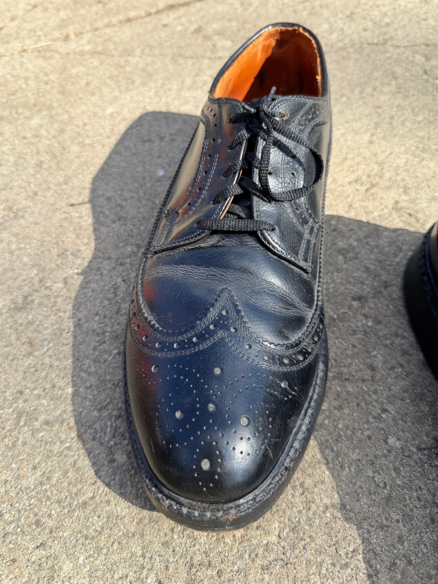 Vintage 1960s Black Leather Wingtip Oxford Dress Shoes | Men’s 11