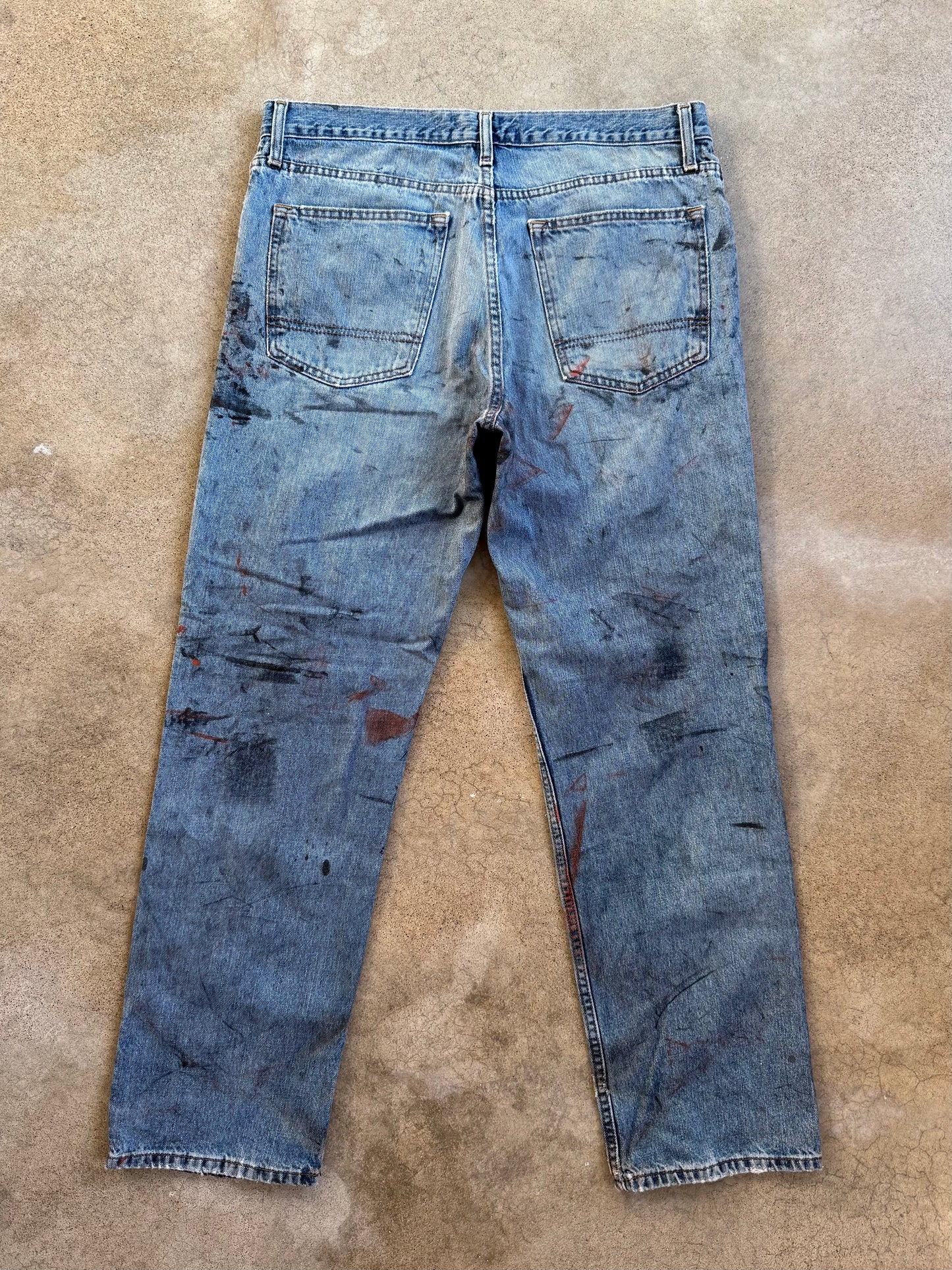 Vintage 1990s Arizona Jean Co. Distressed Paint Splatter Jeans | Waist 38”