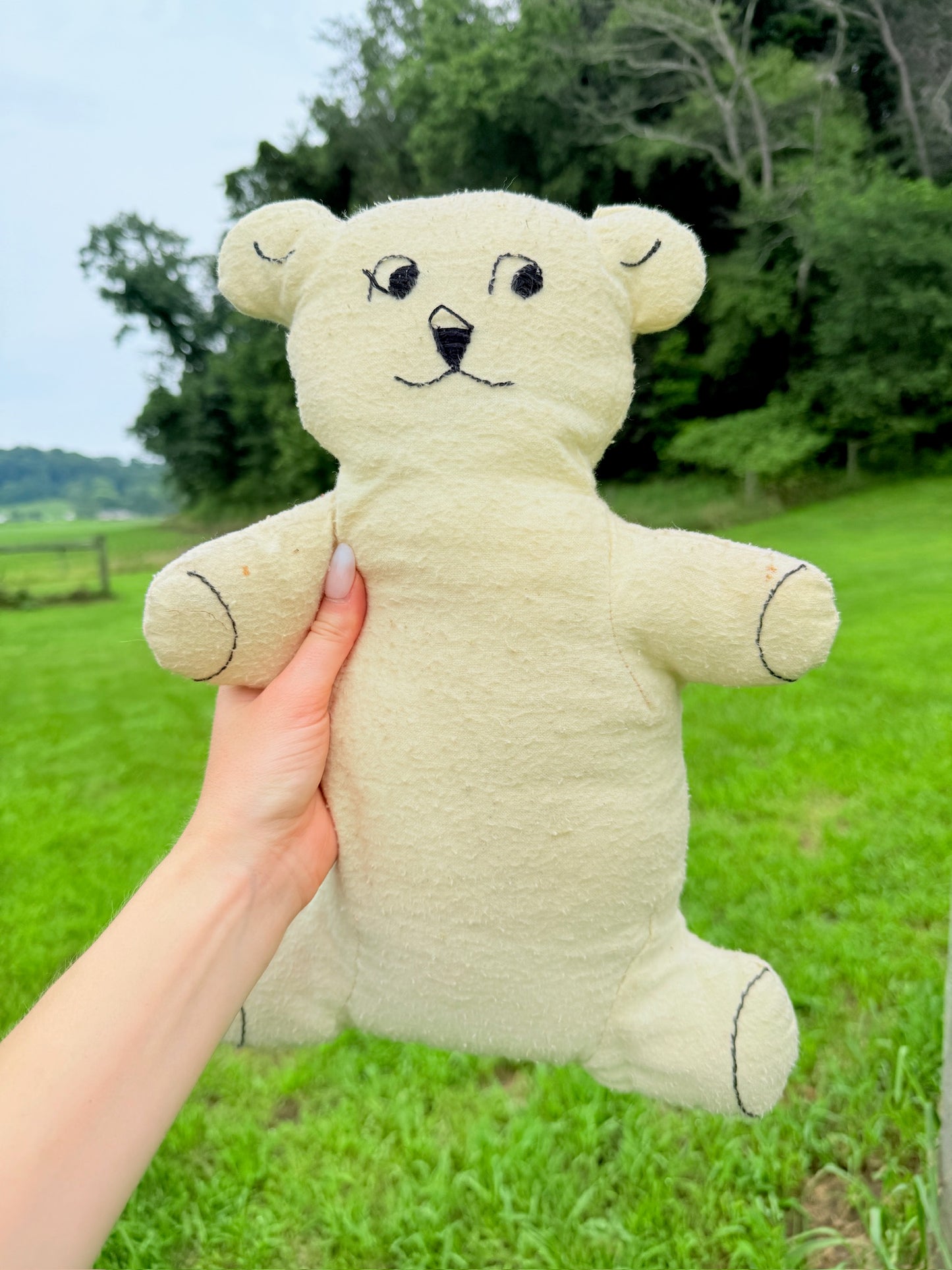 Vintage 1940s Handmade Embroidered Teddy Bear