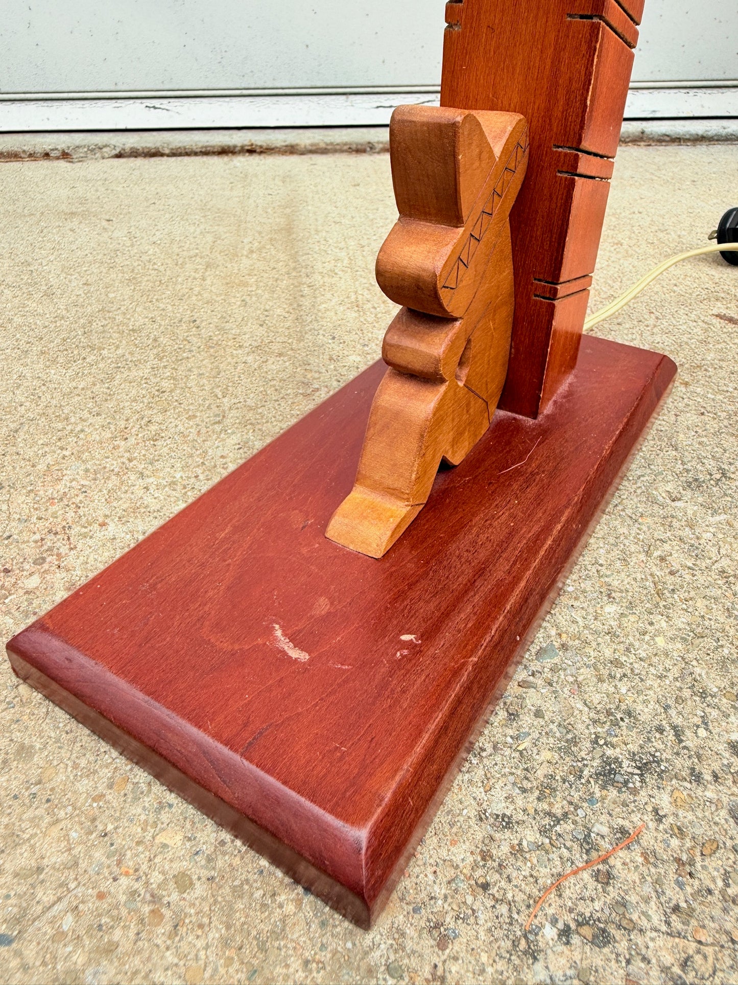 Vintage 1960s Wooden South American “Sleeping Worker” Table Lamp