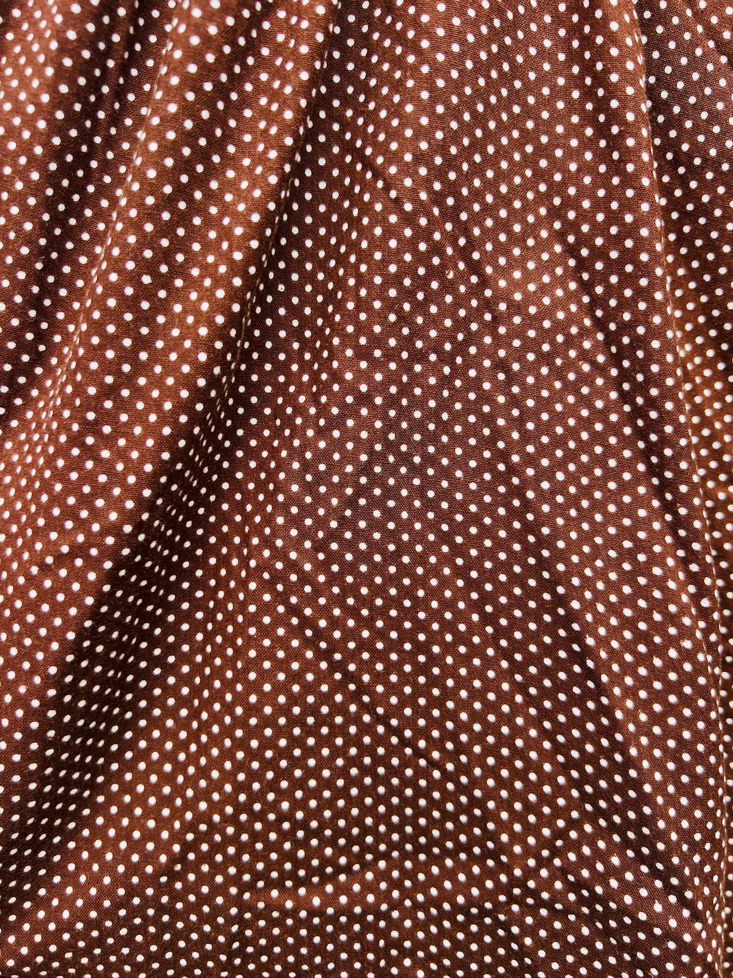 Vintage Handmade Brown Polka Dot Maxi Skirt & Sash Set | XL