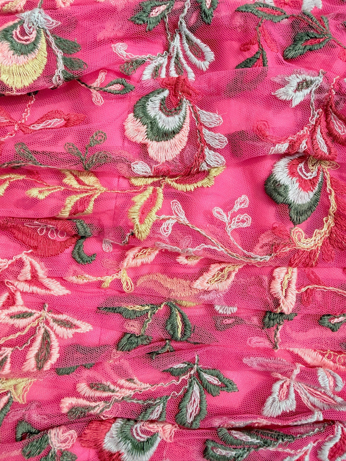 Kay Unger Hot Pink Paisley Embroidered Strapless Corset Top | S/M