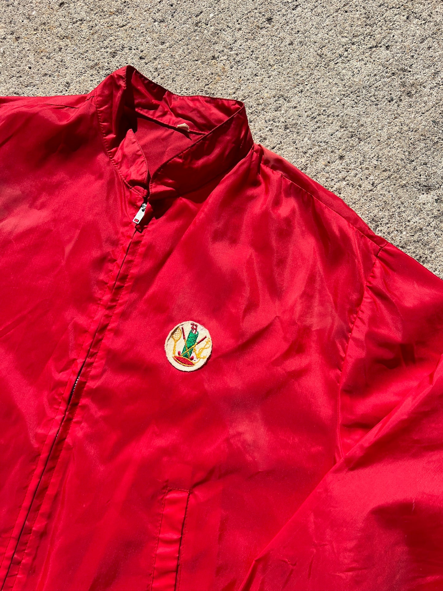 Vintage 1980s Red Nylon Zip-Up Windbreaker | Large