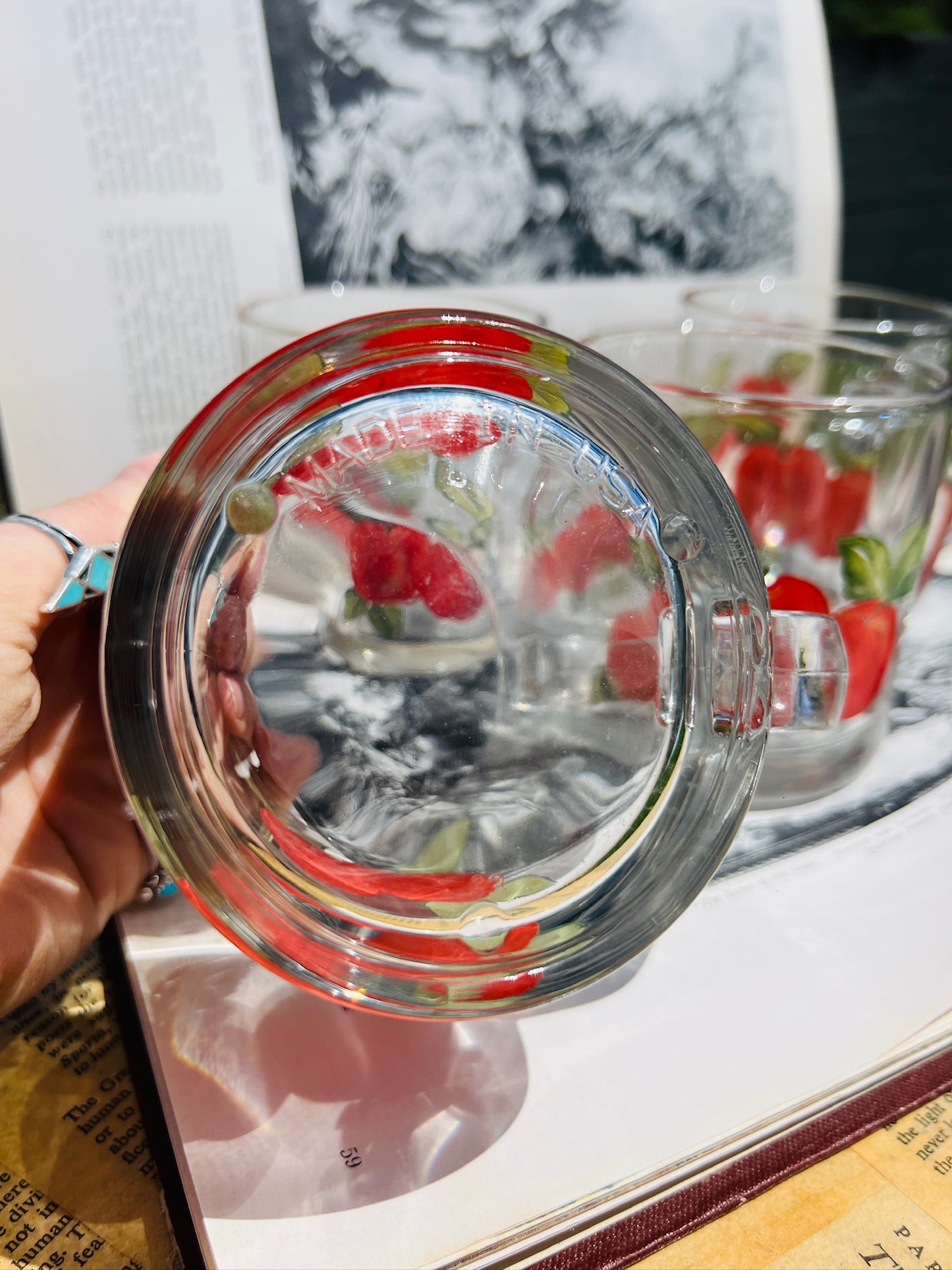 Vintage 1980s Libbey Harvest Collection Apple Painted Glass Mugs | Set of 4