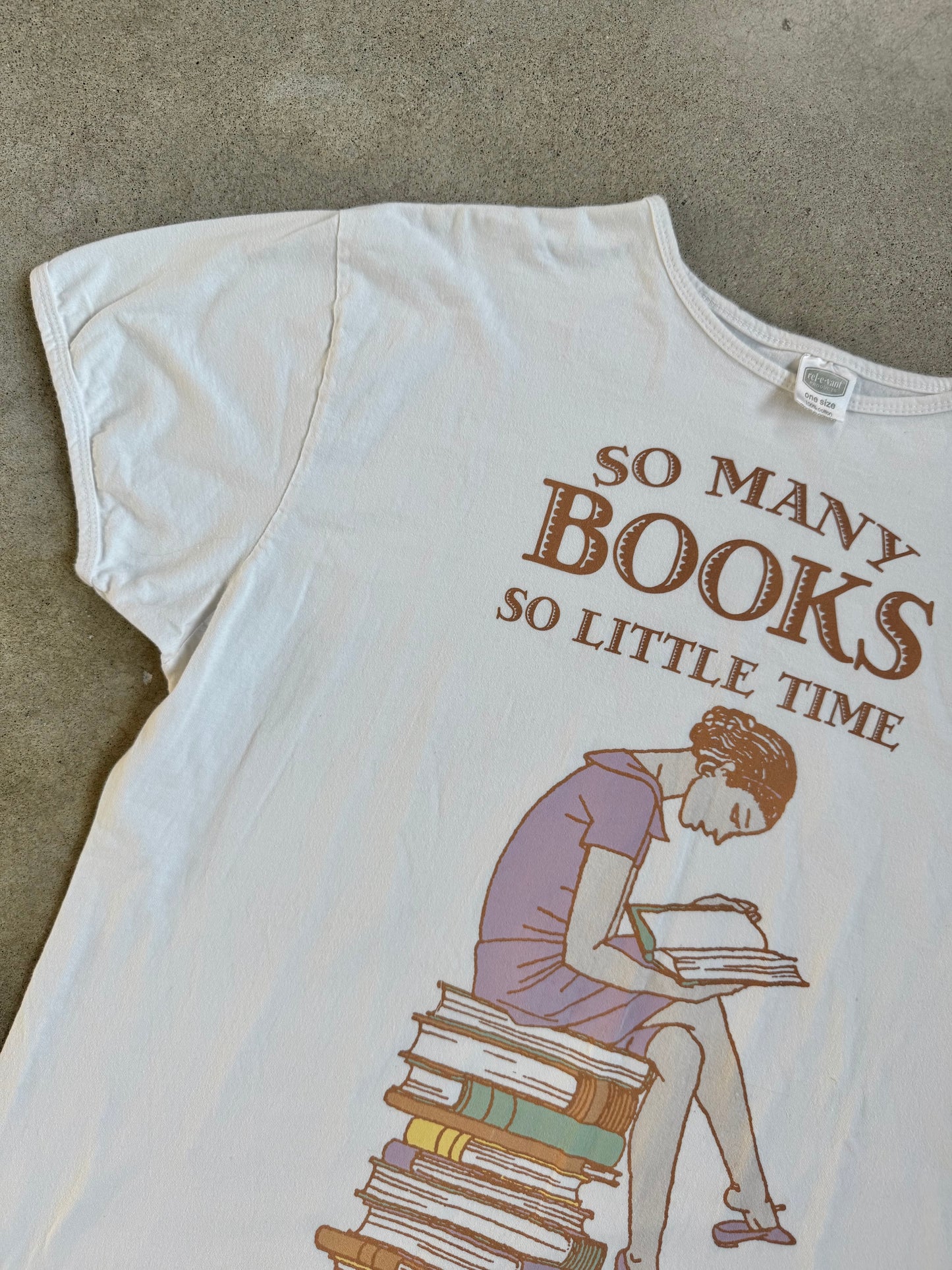 Vintage 1990s "So Many Books, So Little Time" Cotton Night Shirt | One Size