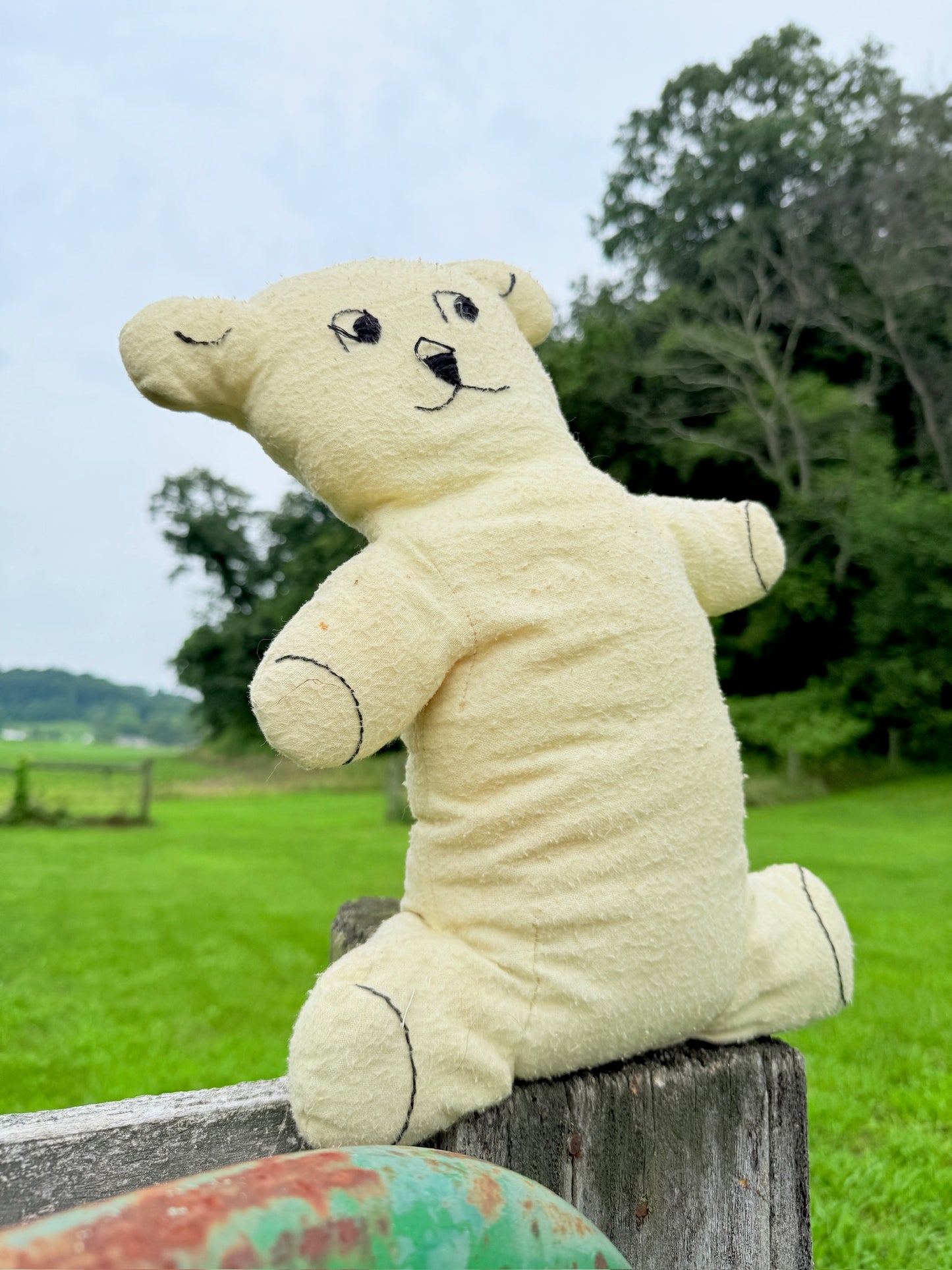 Vintage 1940s Handmade Embroidered Teddy Bear
