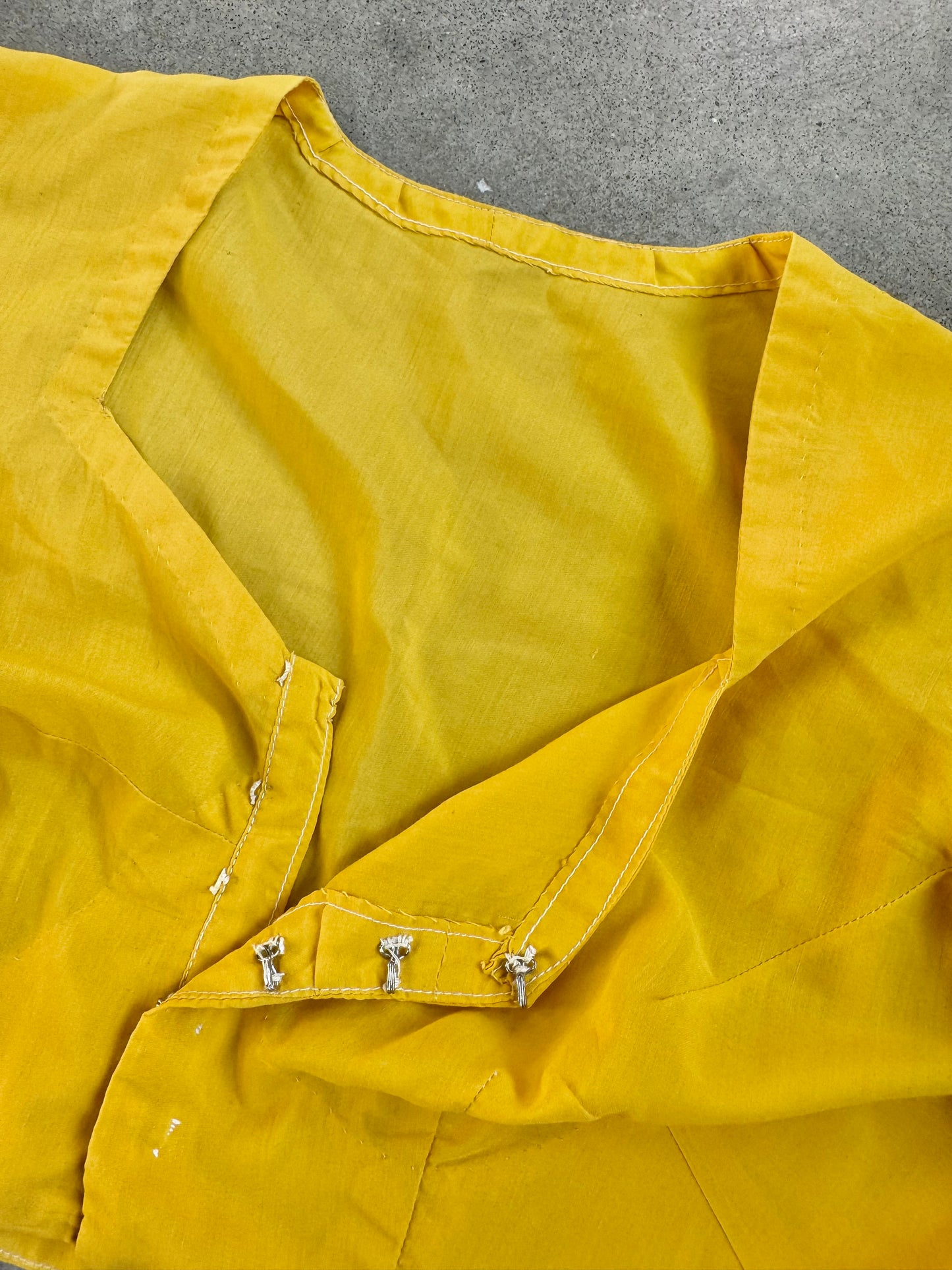 Vintage 1950s Handmade Yellow Sheer Darted Cropped Blouse | Medium