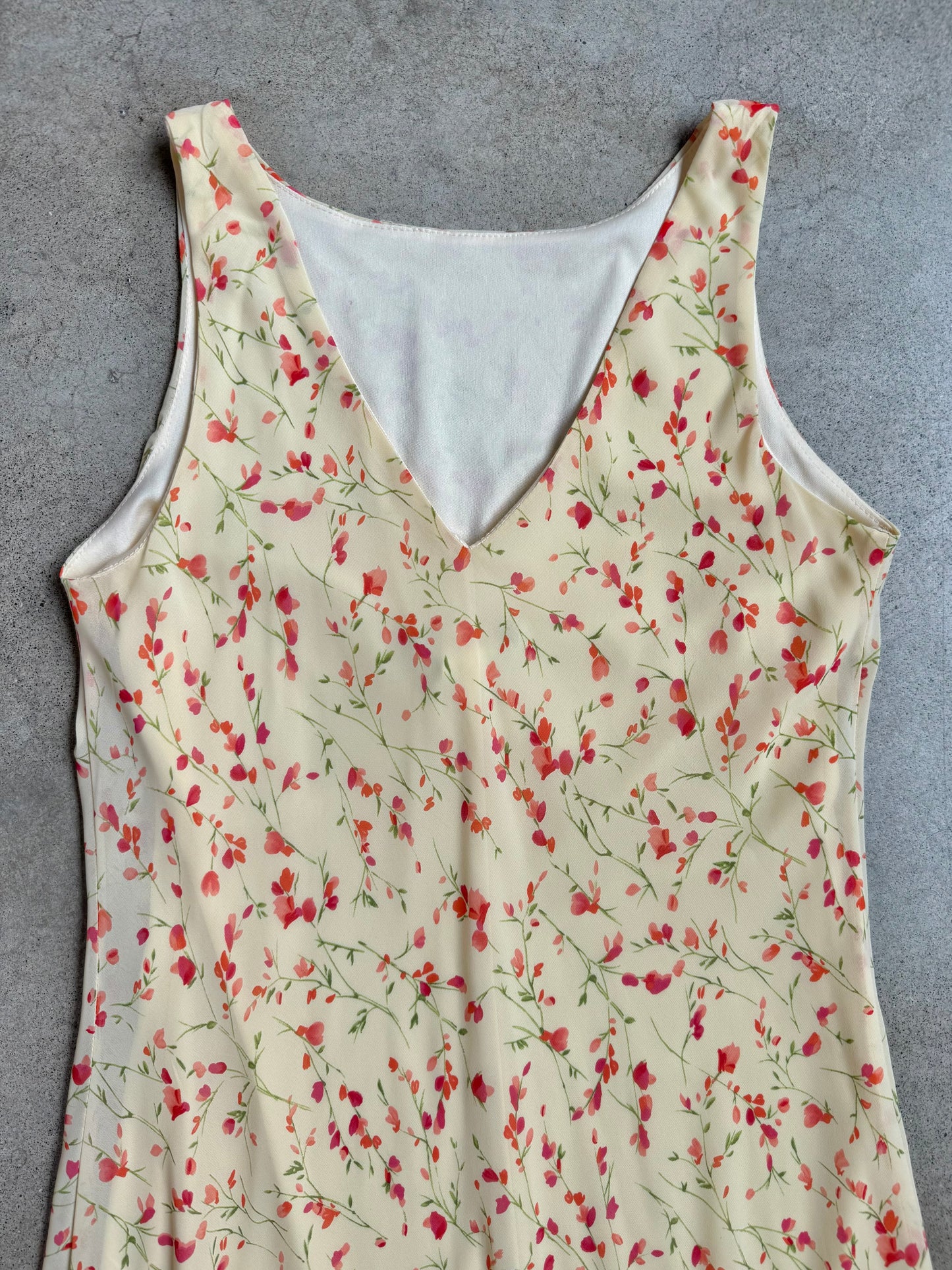 Vintage 1990s Alyn Paige Yellow Floral Summer Dress | Small