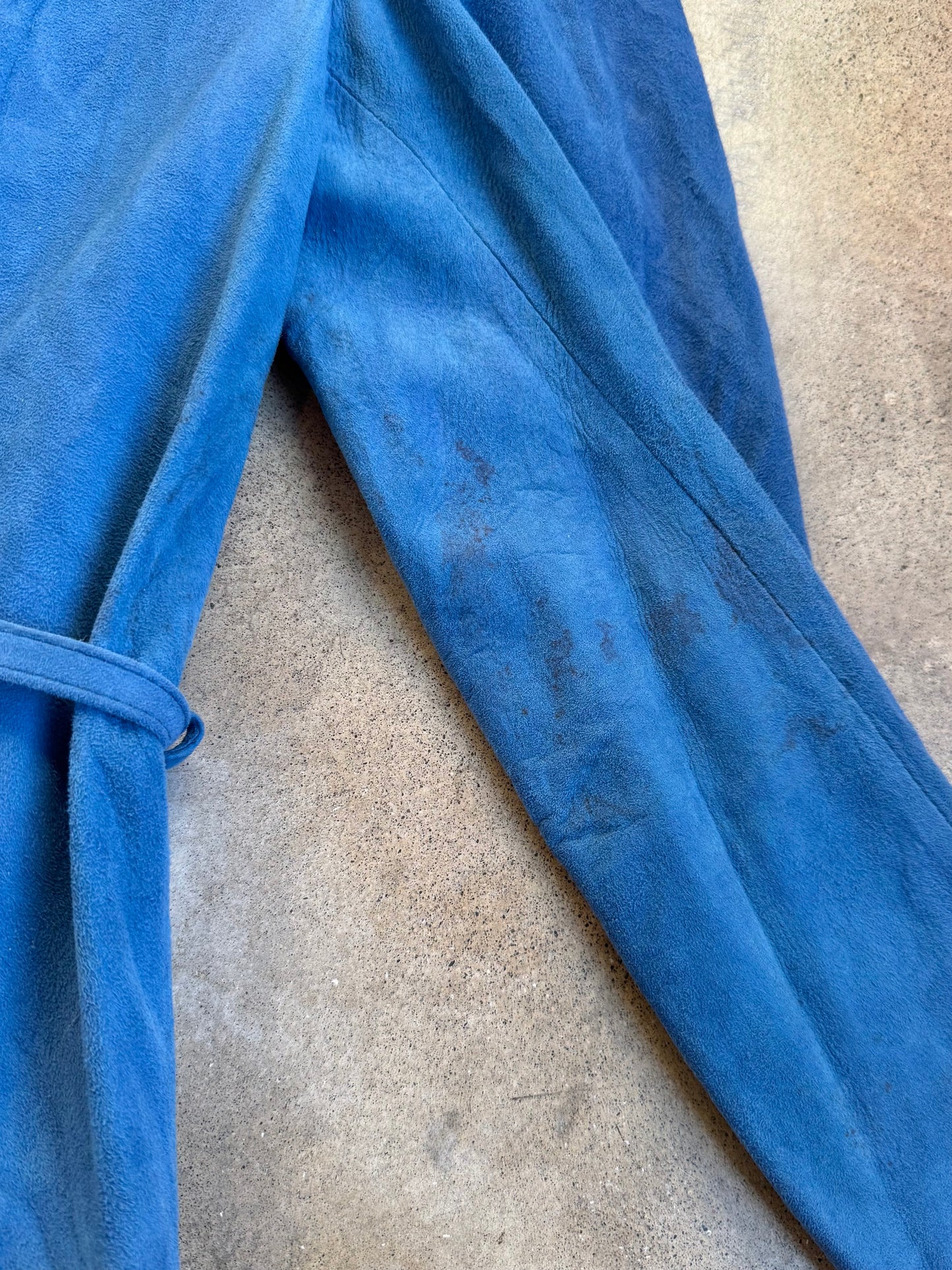 Vintage 1970s Caroline Goodman Blue Suede Leather Jacket | Medium