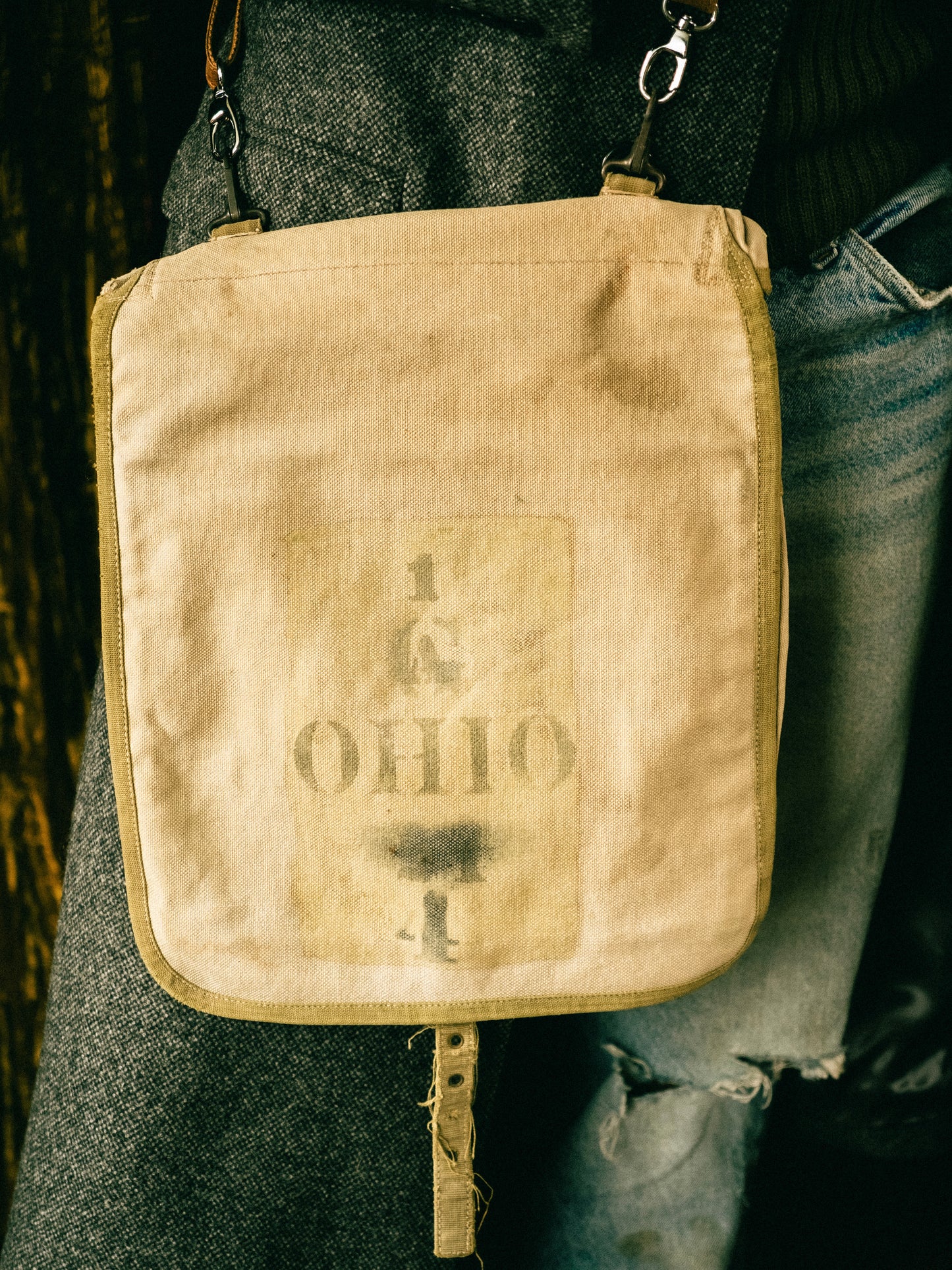 Antique 1900s Military Issue Canvas "OHIO" Haversack Bag