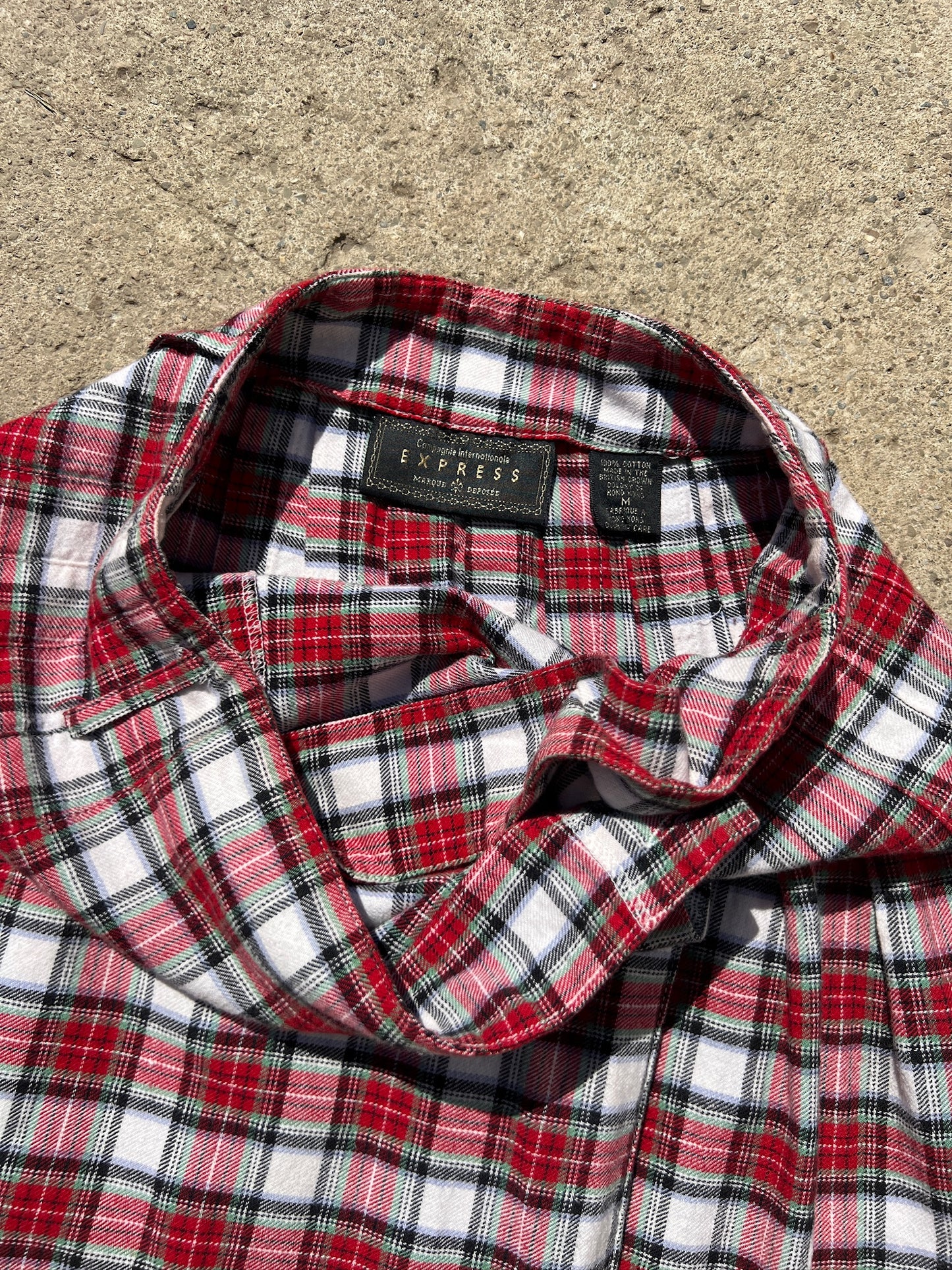 Vintage 1990s Express Red Plaid Pleated Cotton Mini Skirt | Medium