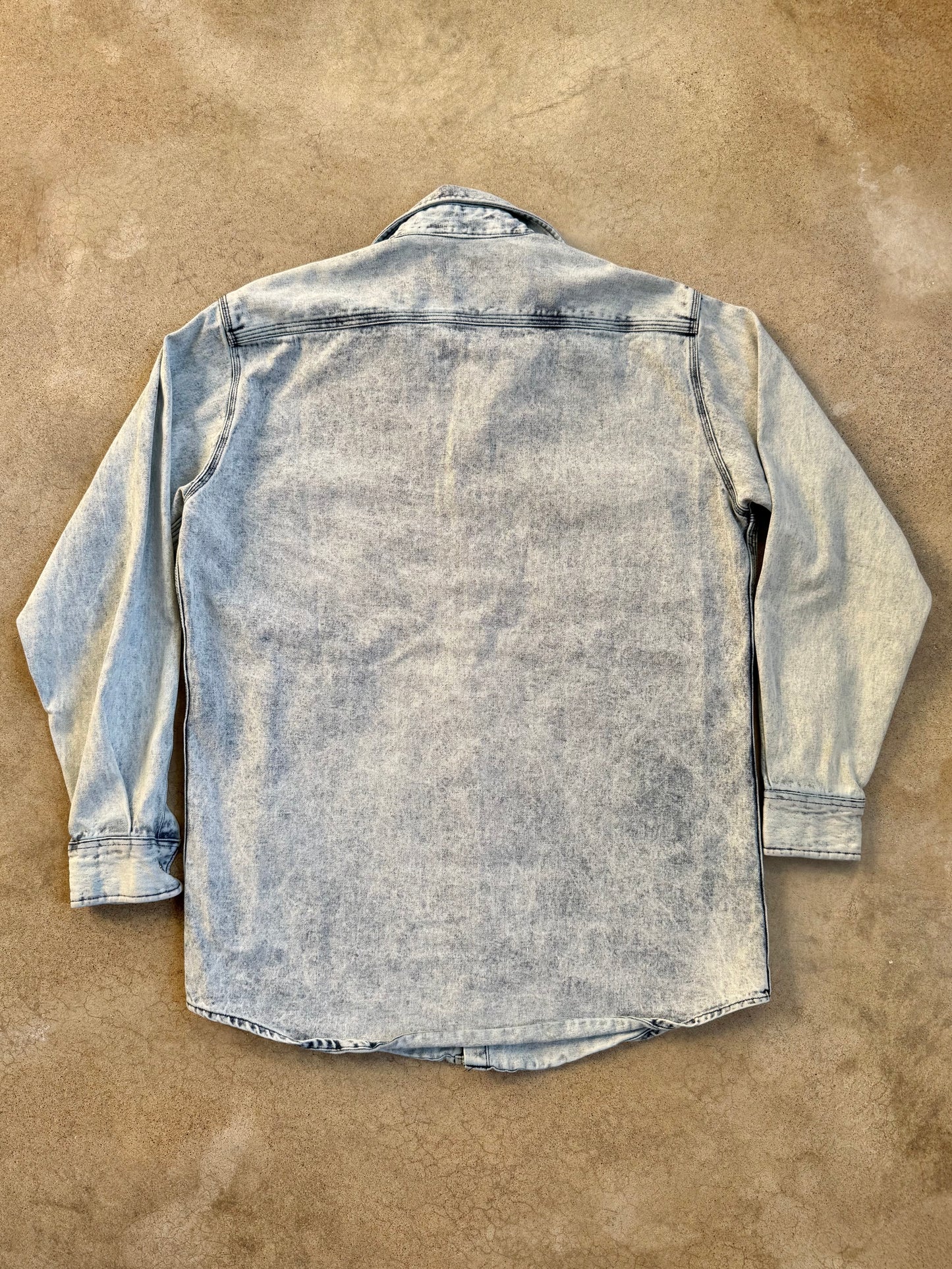 Vintage 1990s St. John's Bay Acid Wash Denim Shirt | Large