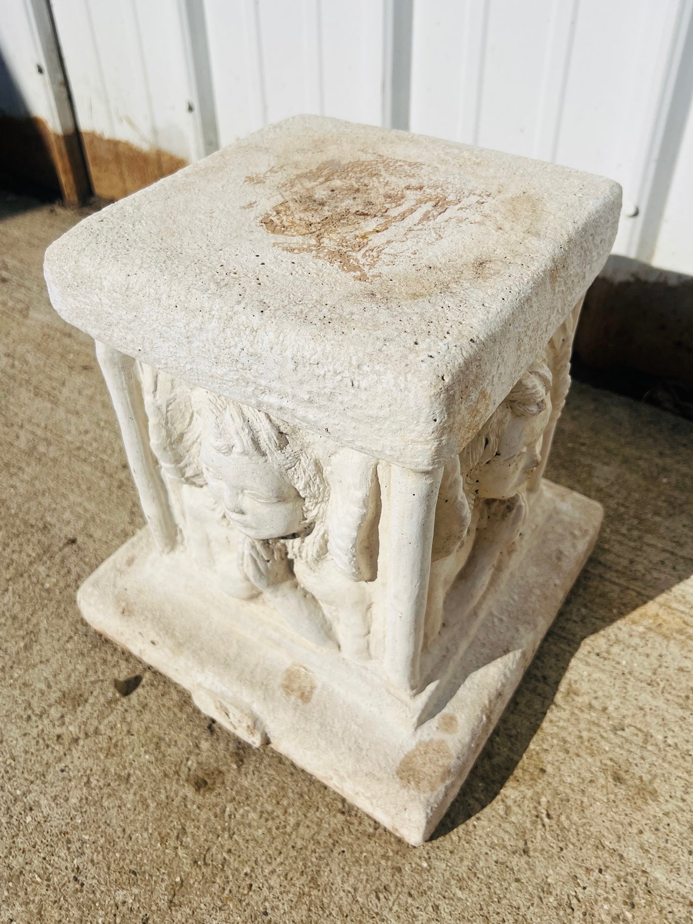 Antique Cherub Angel Garden Pedestal