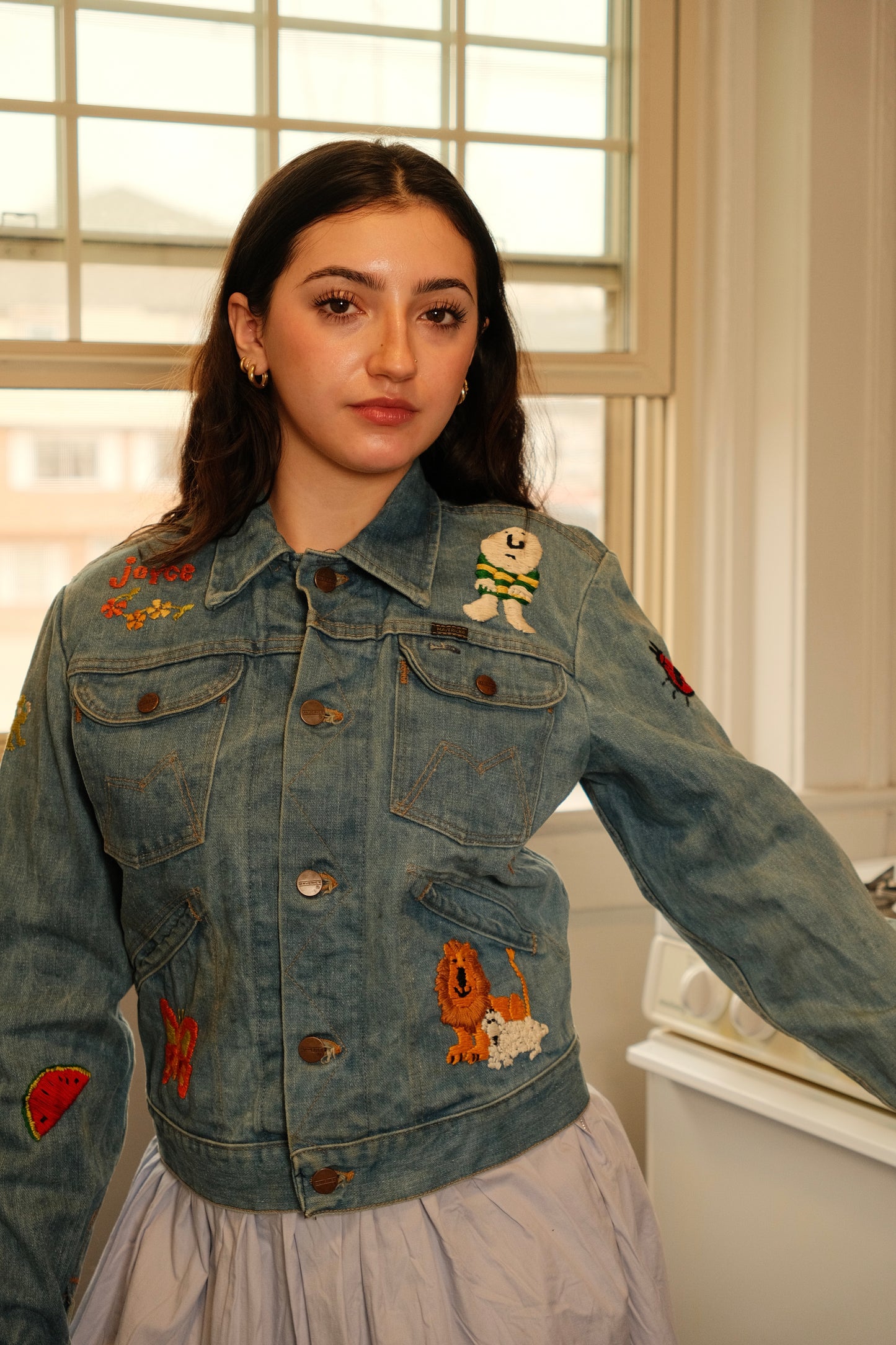 Vintage 1970s Maverick Blue Bell Embroidered Denim Jacket | Small