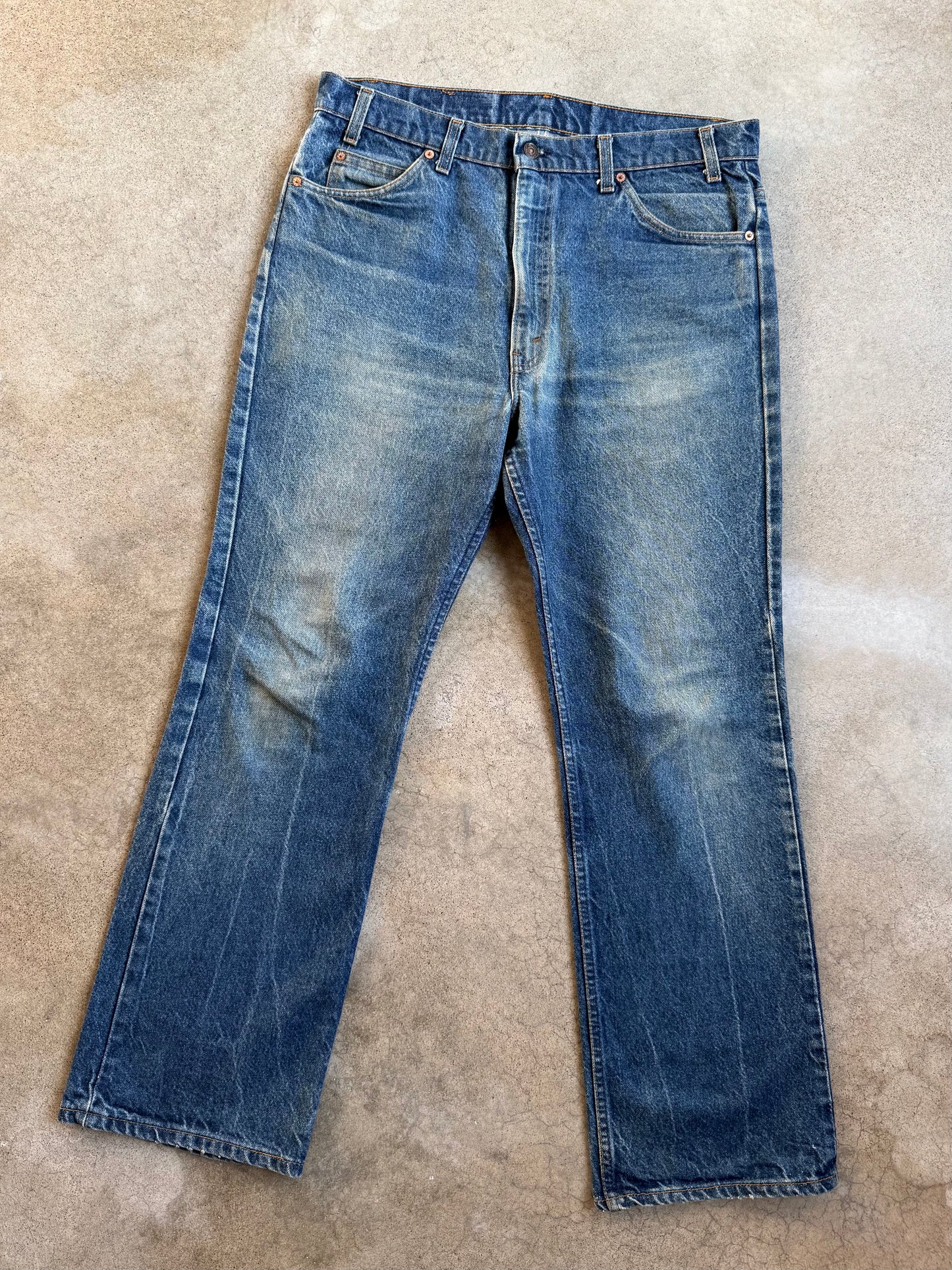 Vintage 1980s Levi's Orange Tab 517 Bootcut Faded Dark Wash Jeans | 36x30