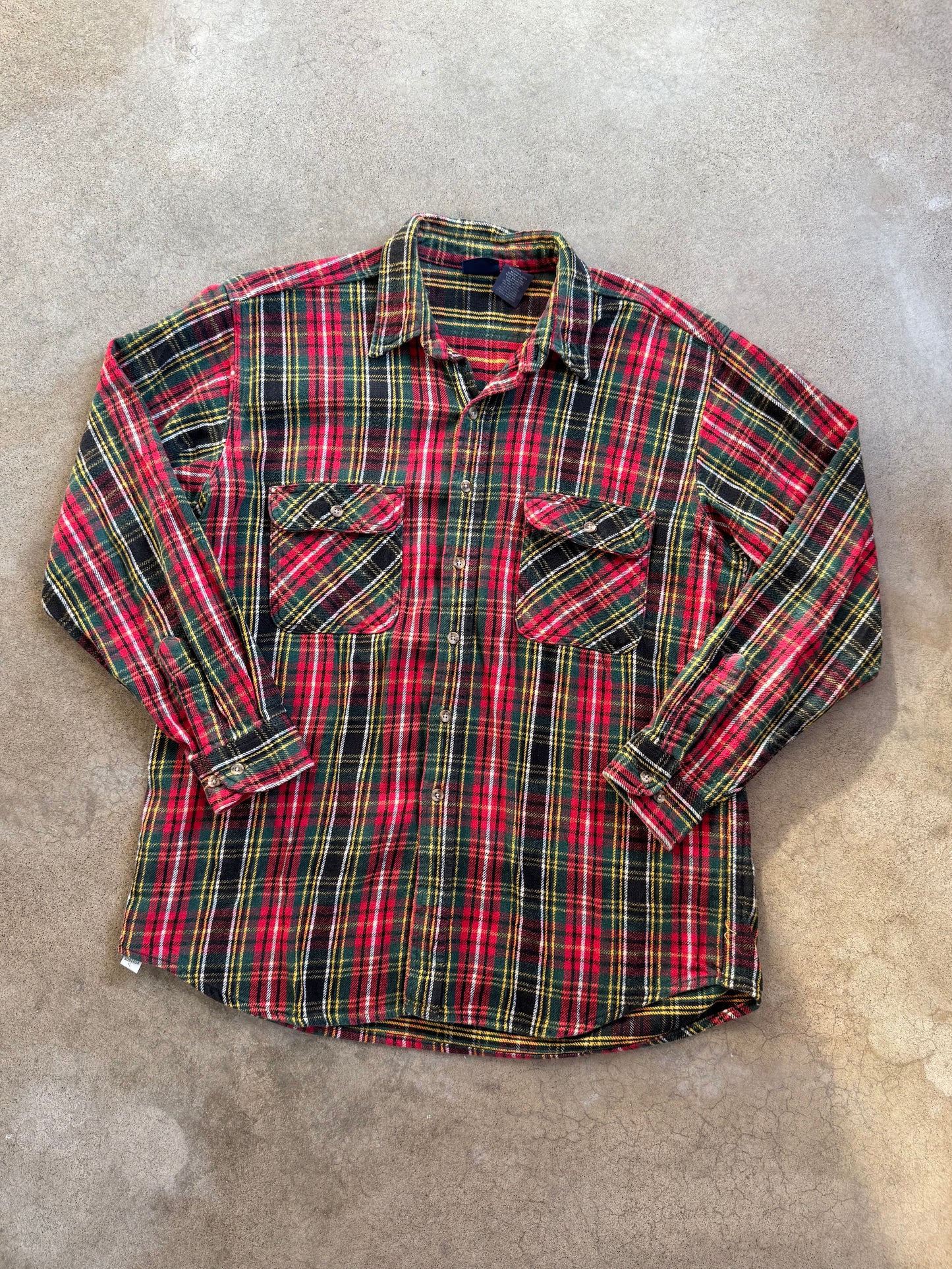 Vintage 1980s Dakota Plaid Cotton Flannel Shirt | XL