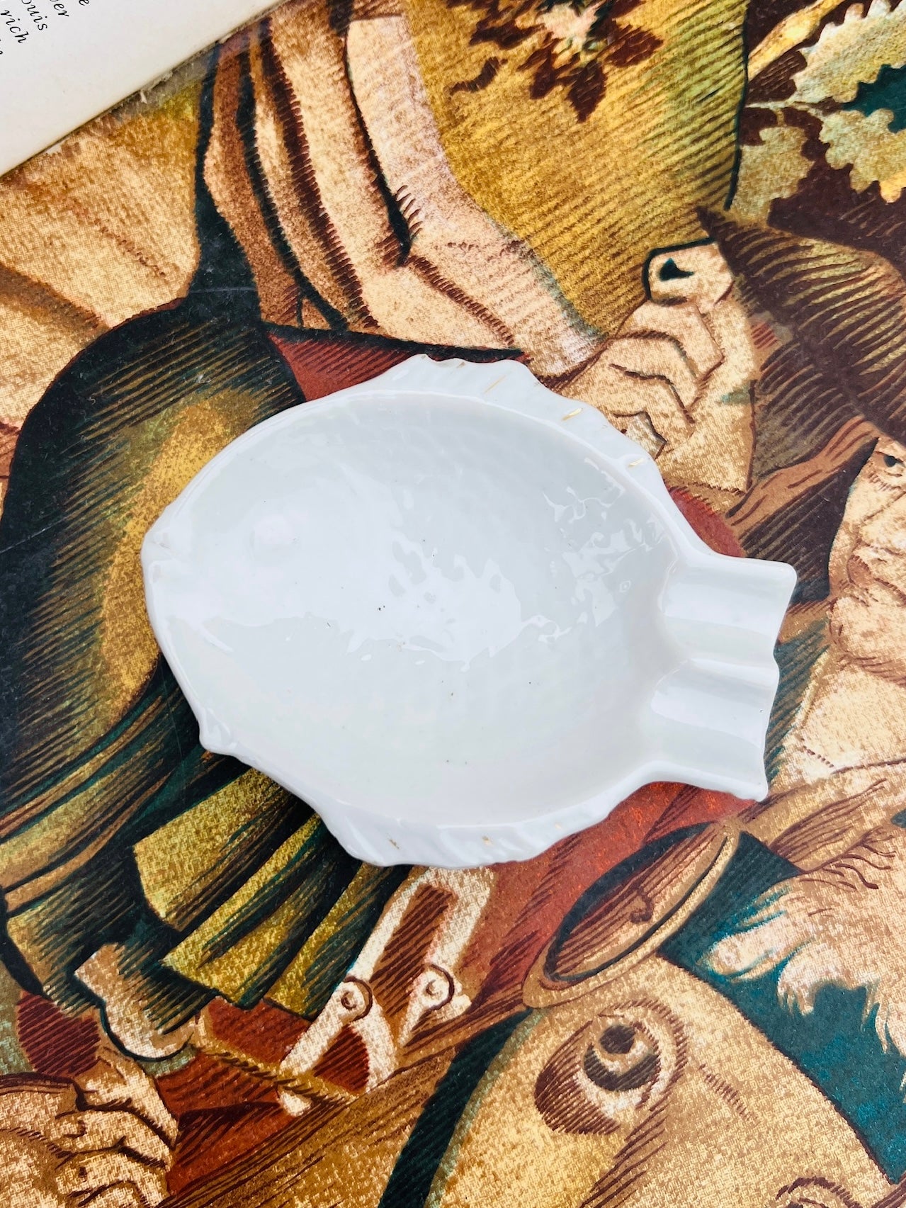 Vintage 1960s White Ceramic Fish Ashtray