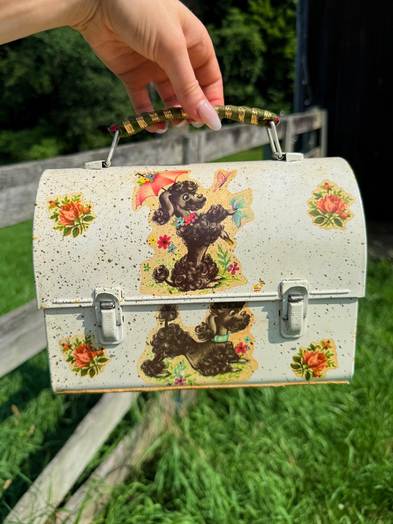 Vintage 1950s Poodle Print Toolbox Handbag
