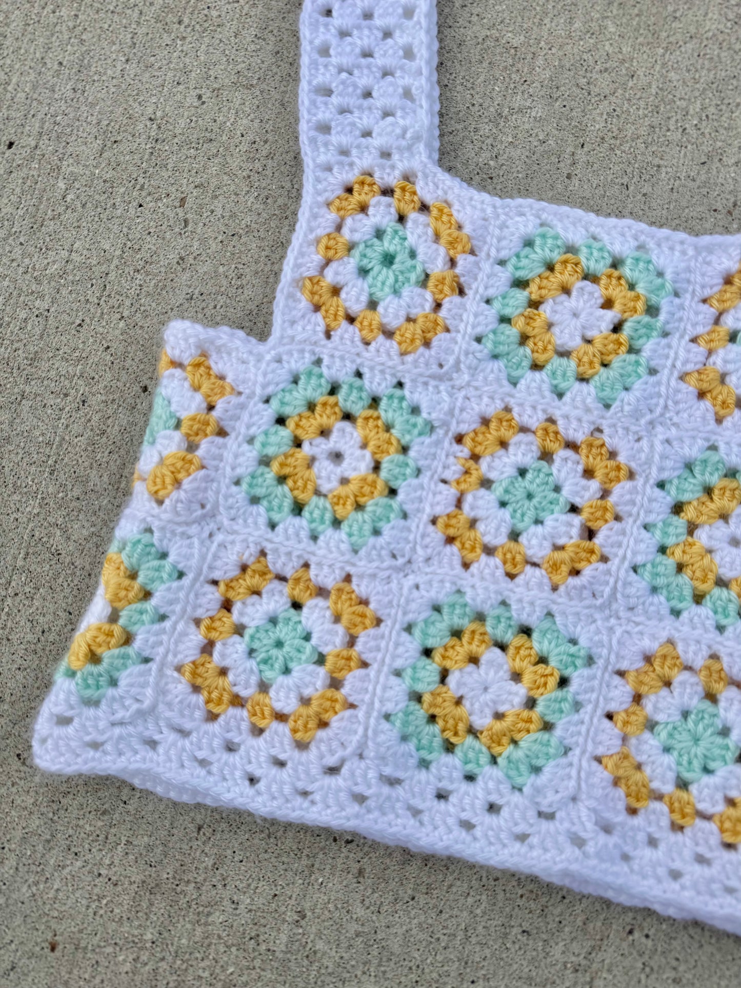 Handmade Crochet Granny Square Cropped Tank Top | XS