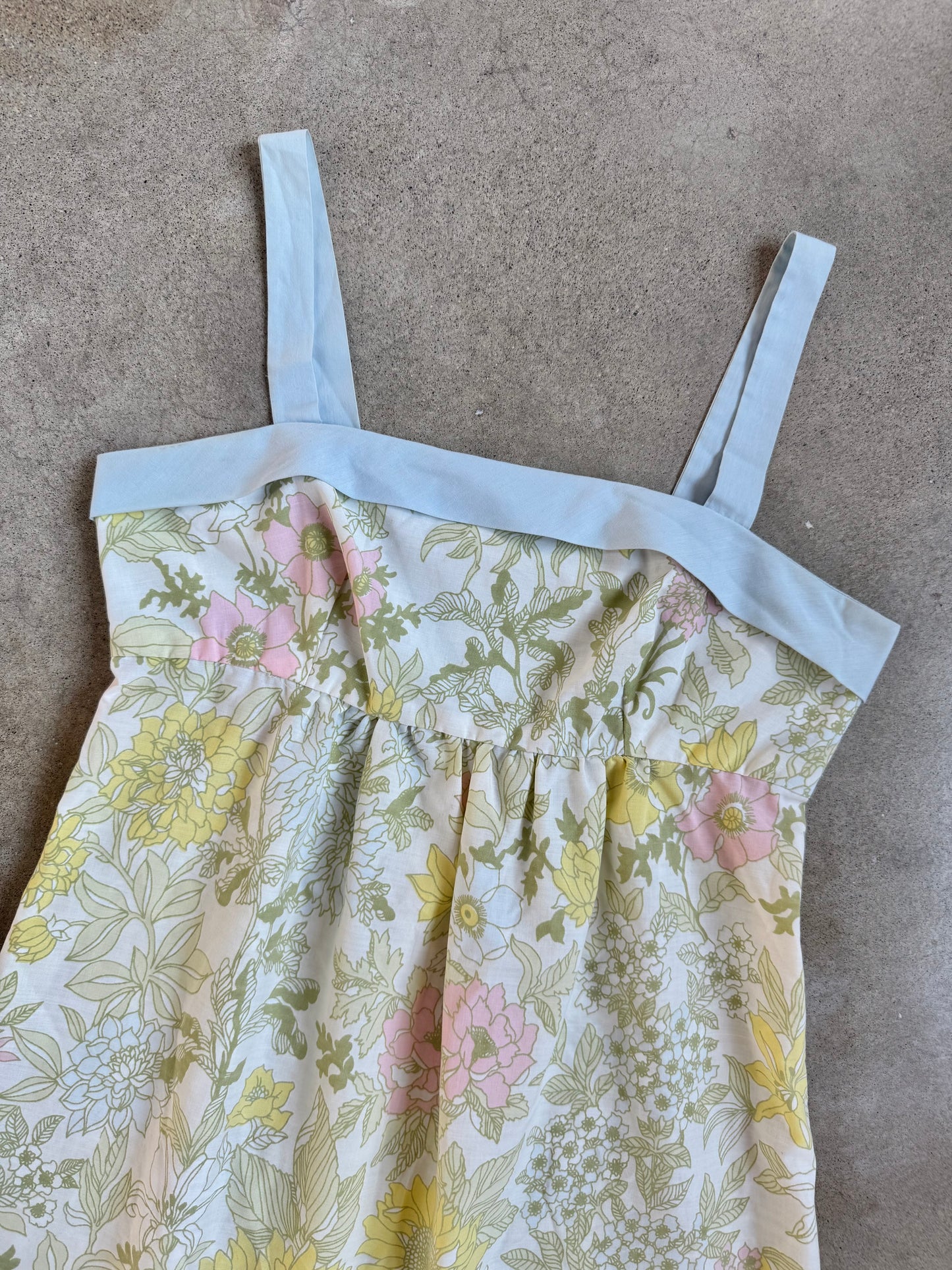 Vintage 1970s Handmade Floral Babydoll Mini Dress | S/M
