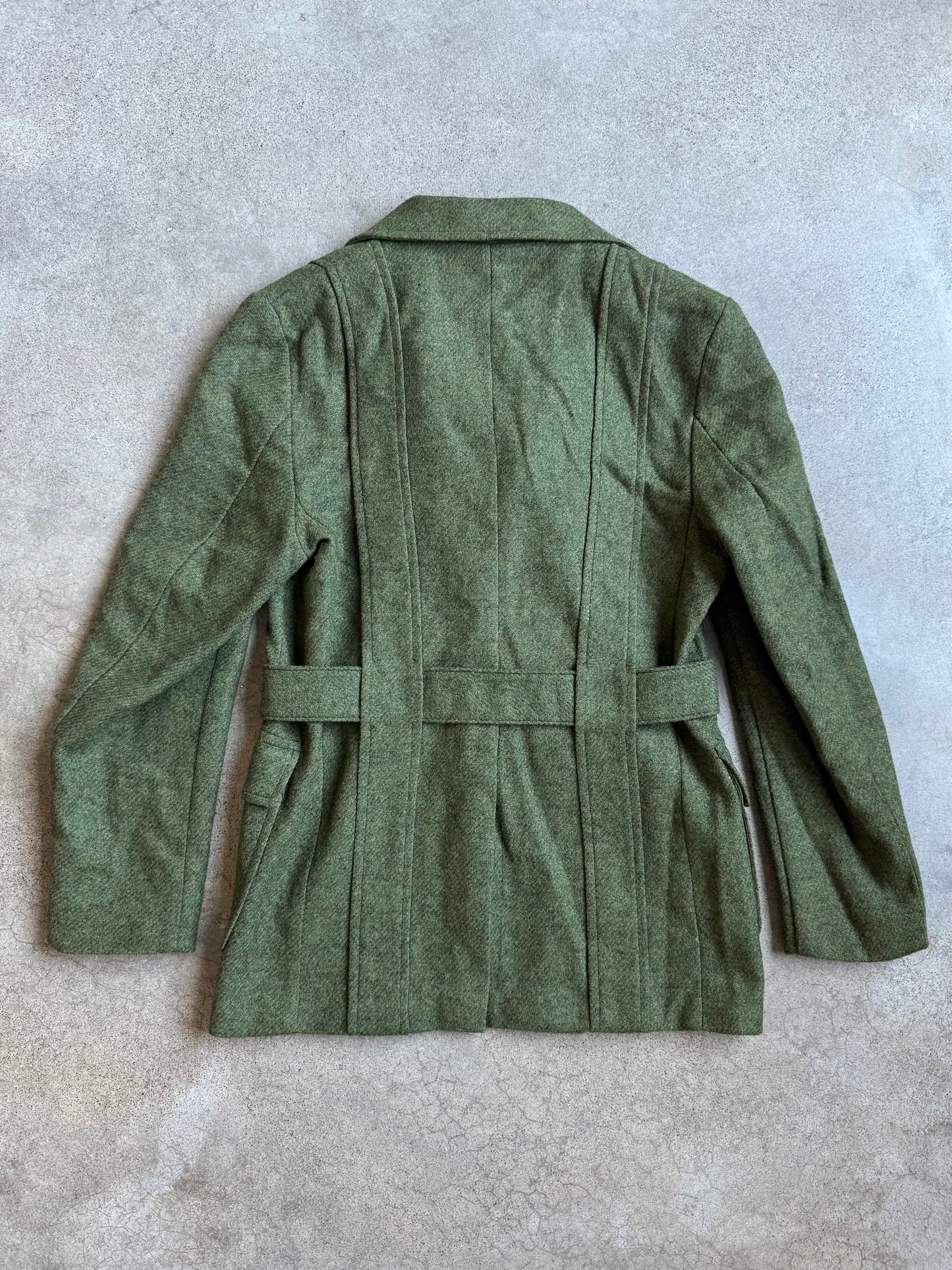 Vintage 1960s Santone Green Wool Belted Jacket | XS