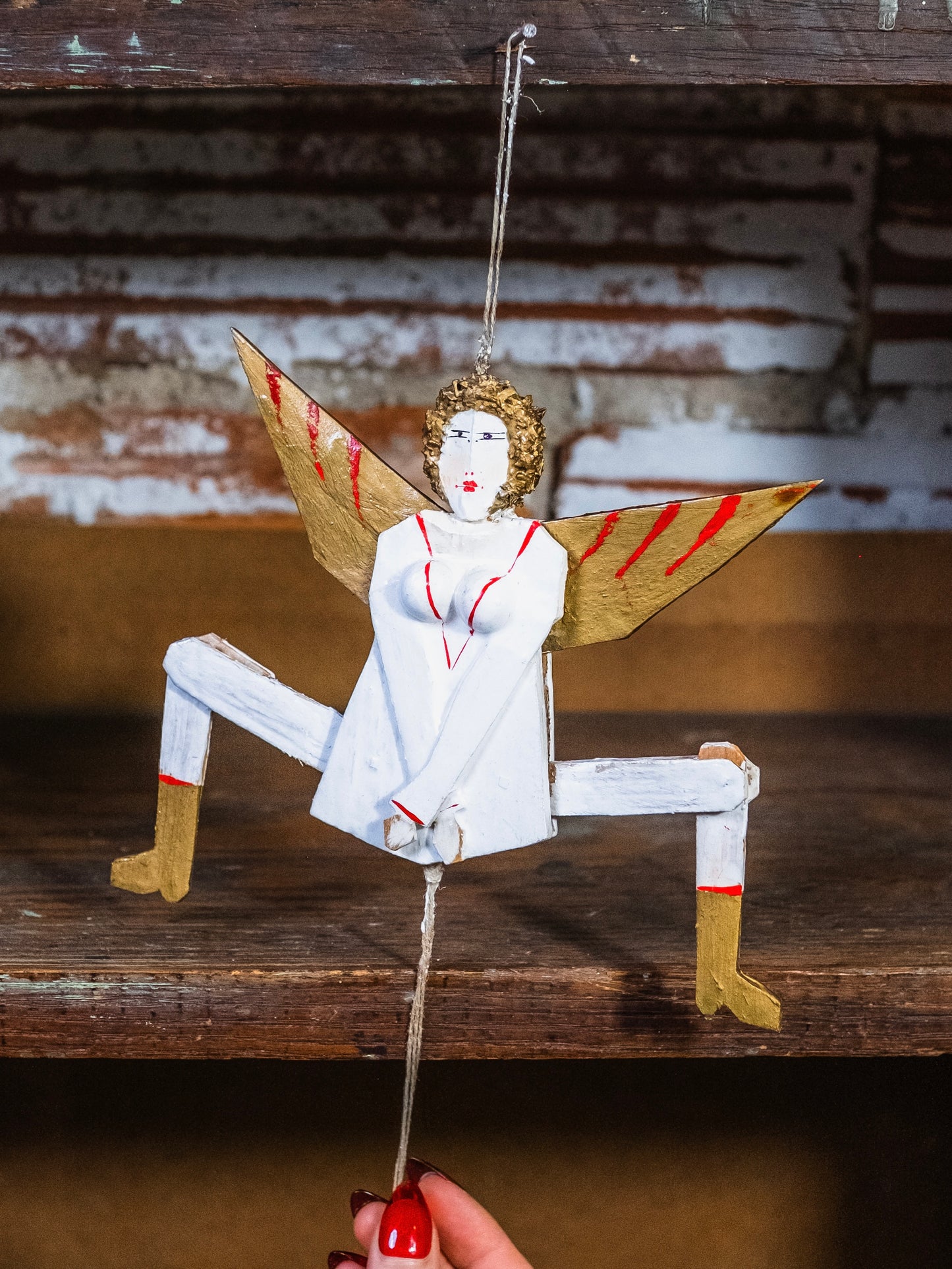 Hampelmann Style Folk Art Handmade Jumping Jack Toy | Angel