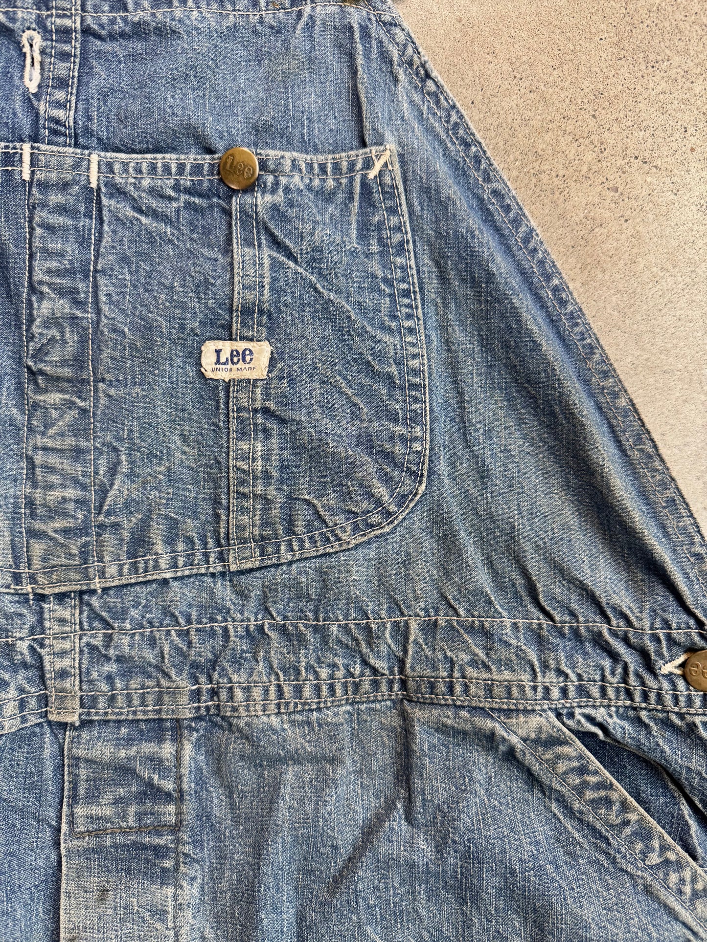 Vintage 1960s Lee Distressed Denim Overalls | XL