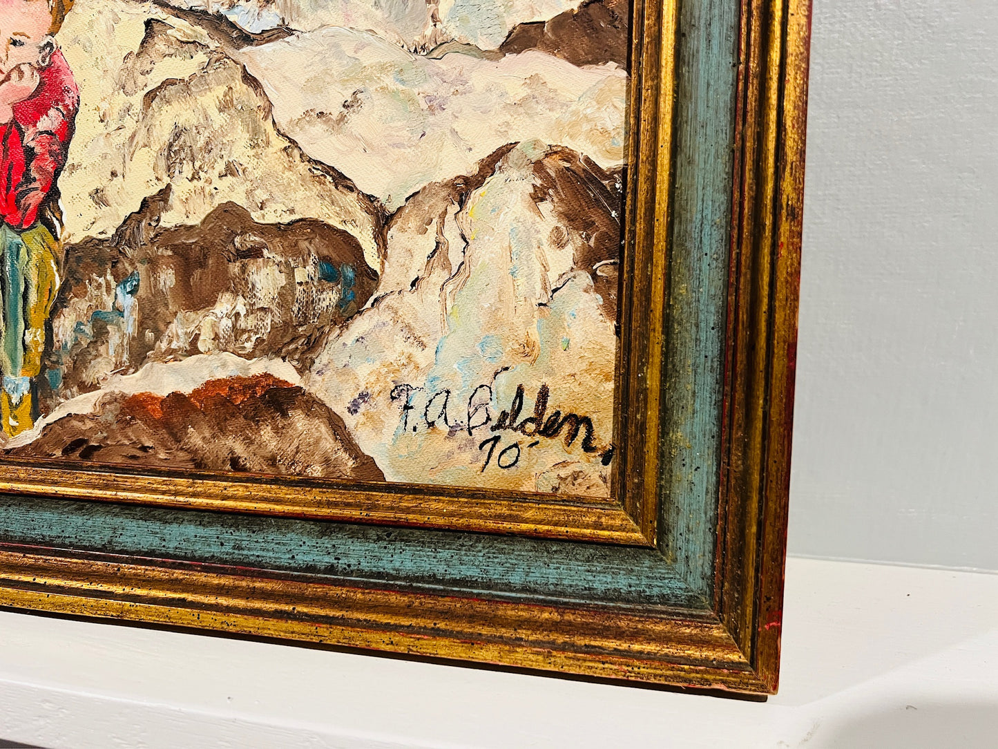 Vintage Framed Sailor & Boy Seascape Oil Painting | Signed