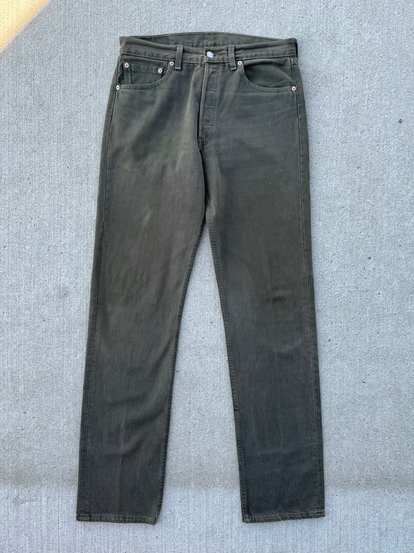 Vintage 1990s Levi’s 501 Button Fly Dark Green Jeans | Waist 33”