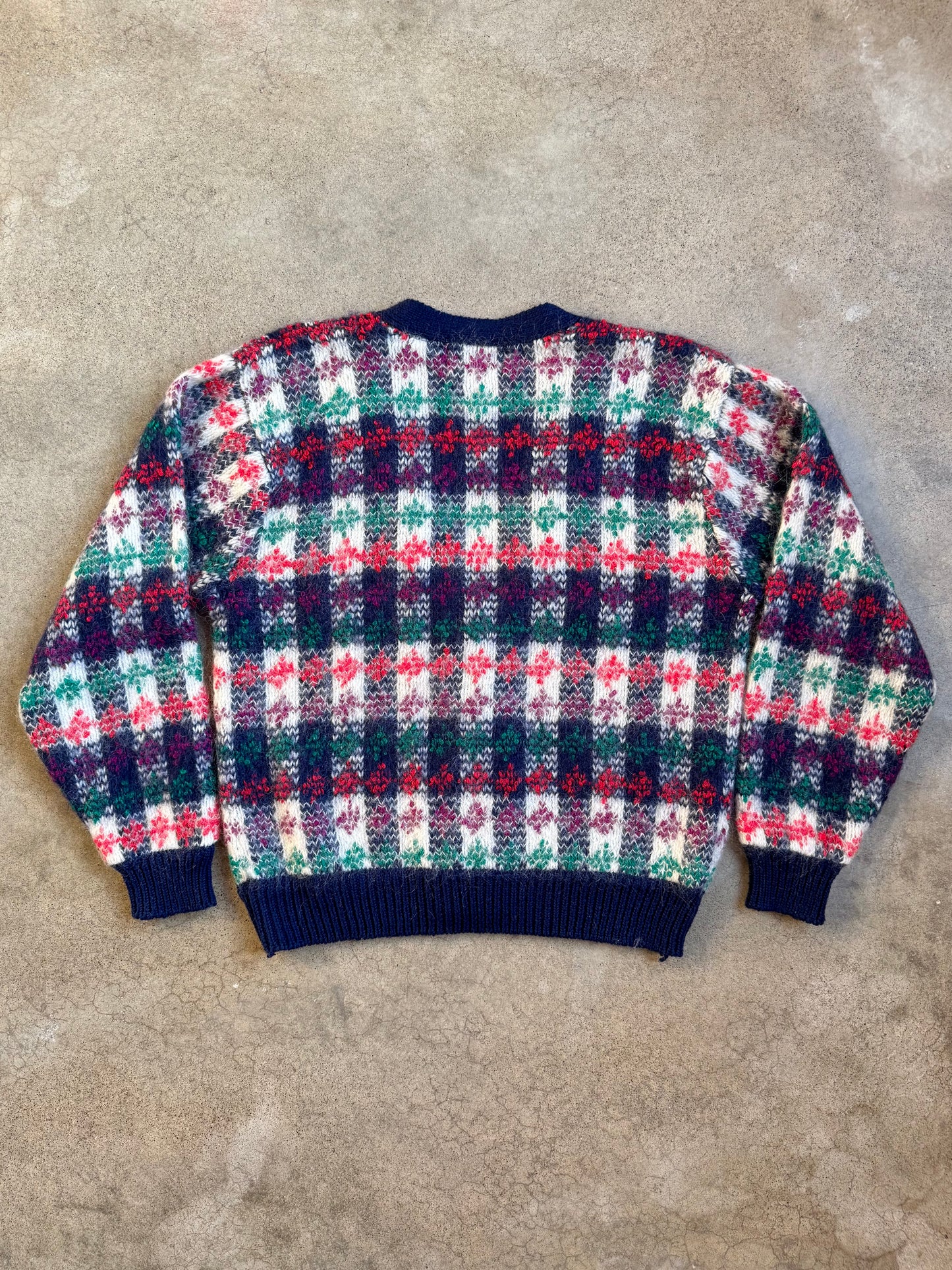 Vintage 1980s Le Moda Plaid Mohair-Blend Knit Cardigan | Medium