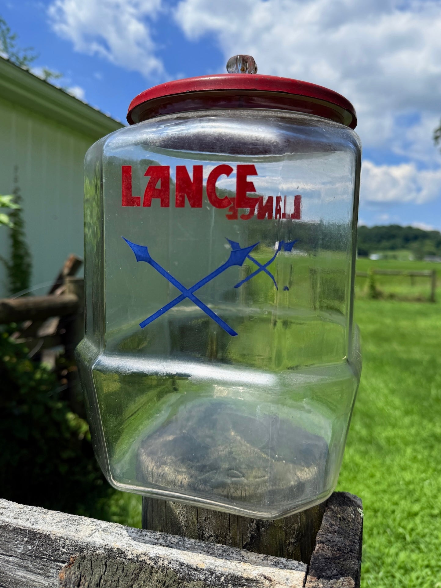 Vintage 1950s Lance Crackers General Store Display Glass Jar