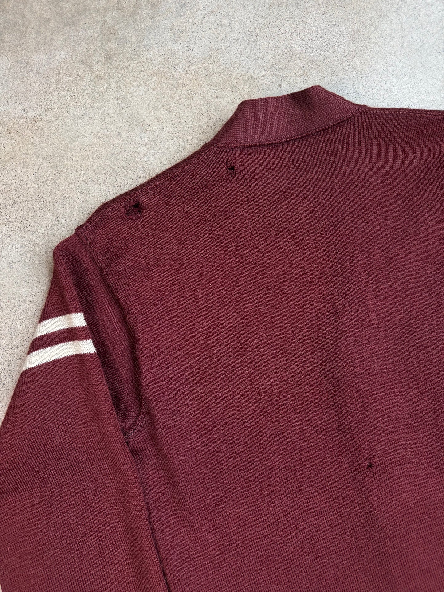 Vintage 1950s Maroon High School Varsity Sweater Cardigan | S/M