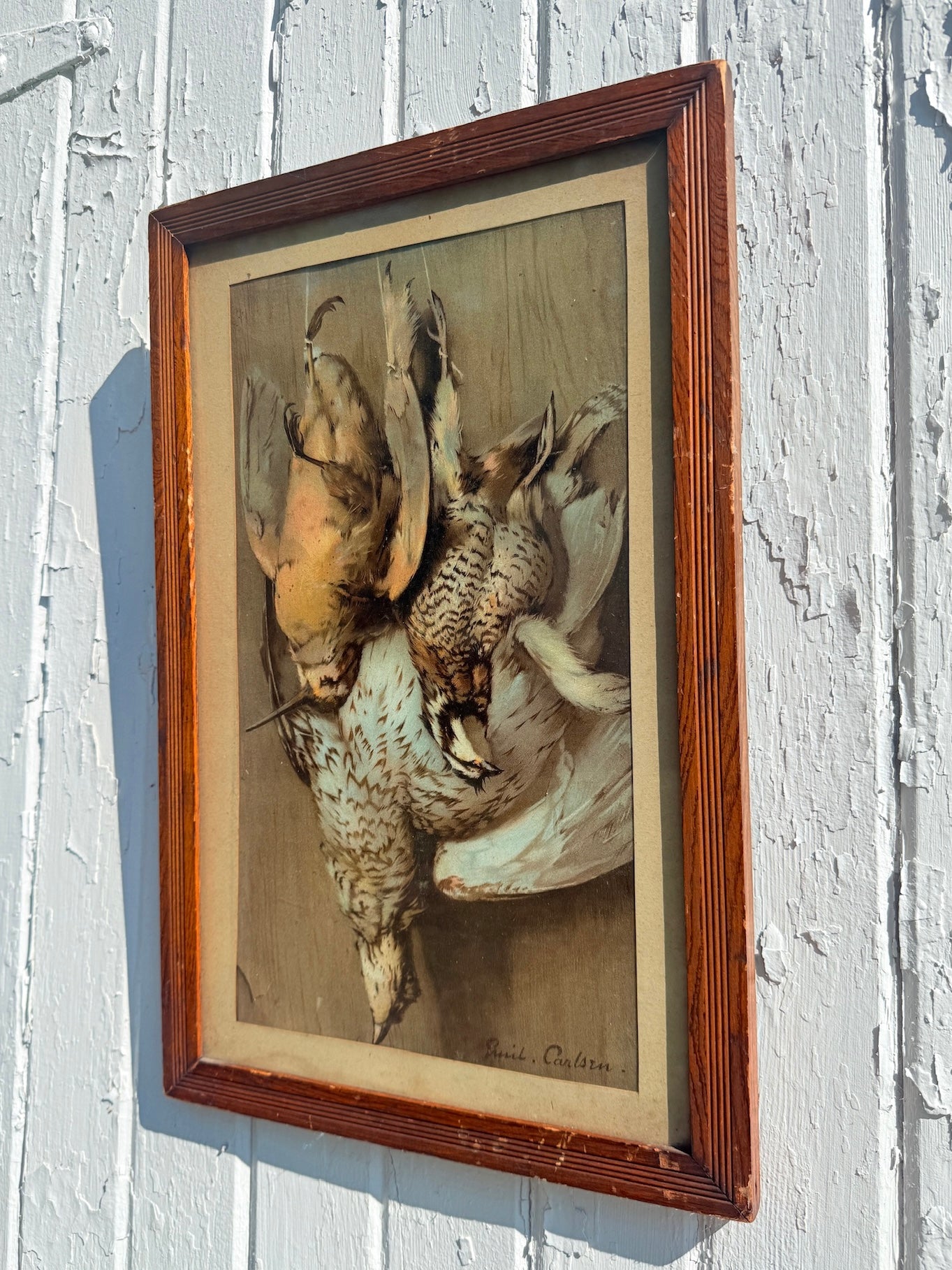 Antique Framed "Hanging Game" Carlsen Print Art